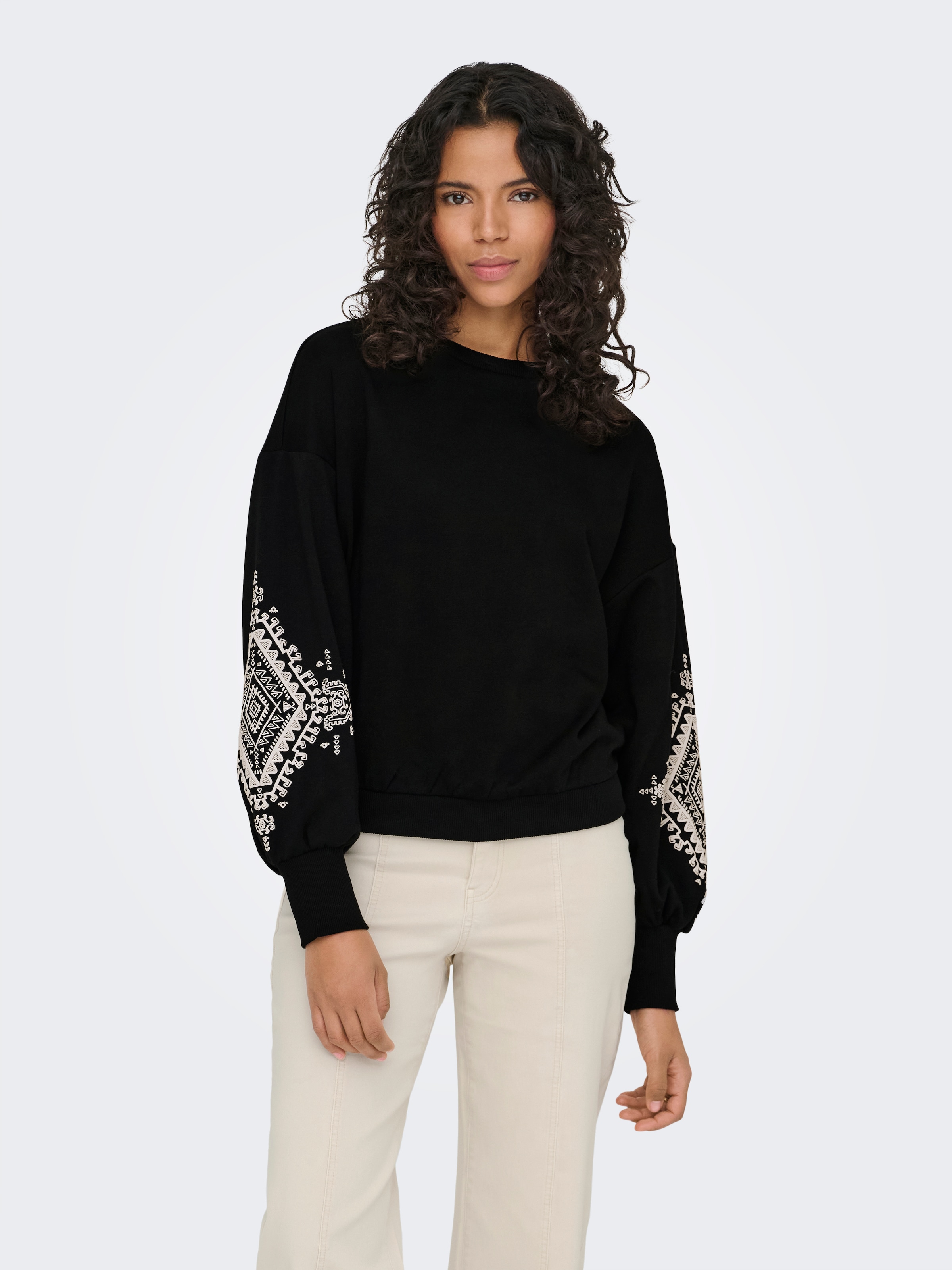 ONLY "ONLBROOKE L/S O-NECK FLOWER SWT", Baumwollmischung, regular fit günstig online kaufen