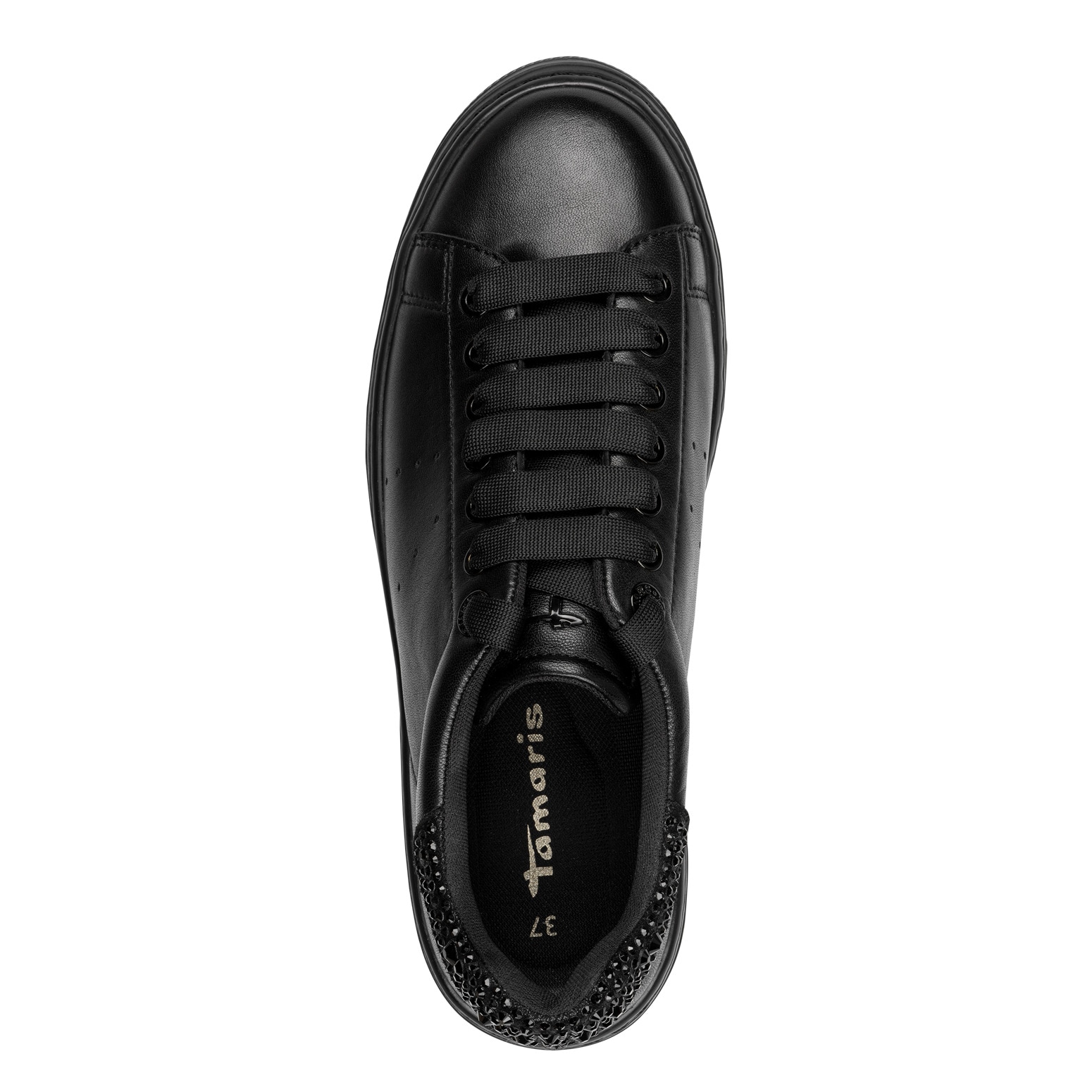 Tamaris Plateausneaker, Schnürschuh, Halbschuh mit auffälligen Schmucksteinen an der Ferse