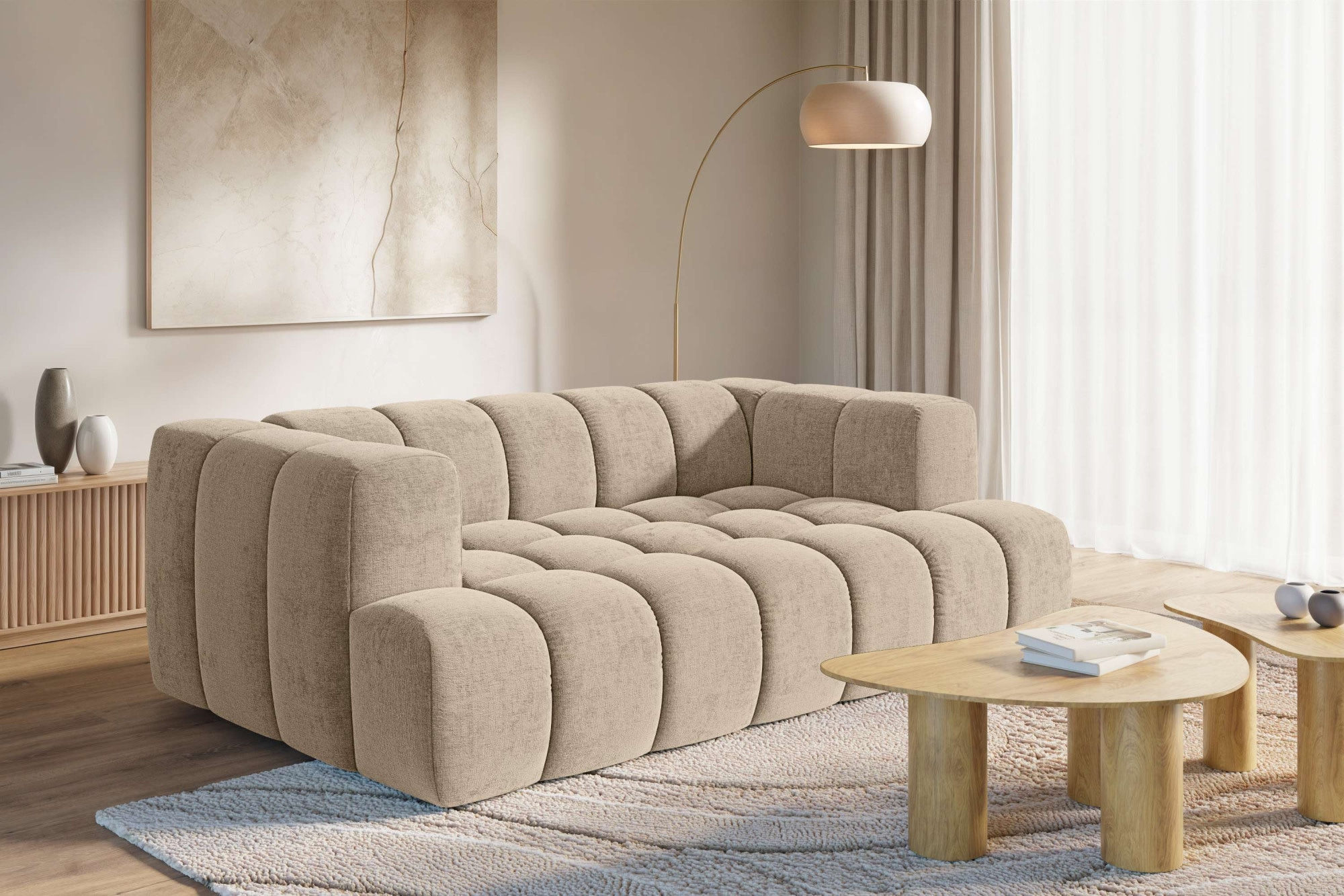 homsy by Ana Johnson 3-Sitzer ""XL" BOUBELLE Design-Sofa extra tief, Bubble-Optik, Breite 217 cm" hoher Sitzkomfort dank Wellenunterfederung, XL Sitztiefe 100 cm