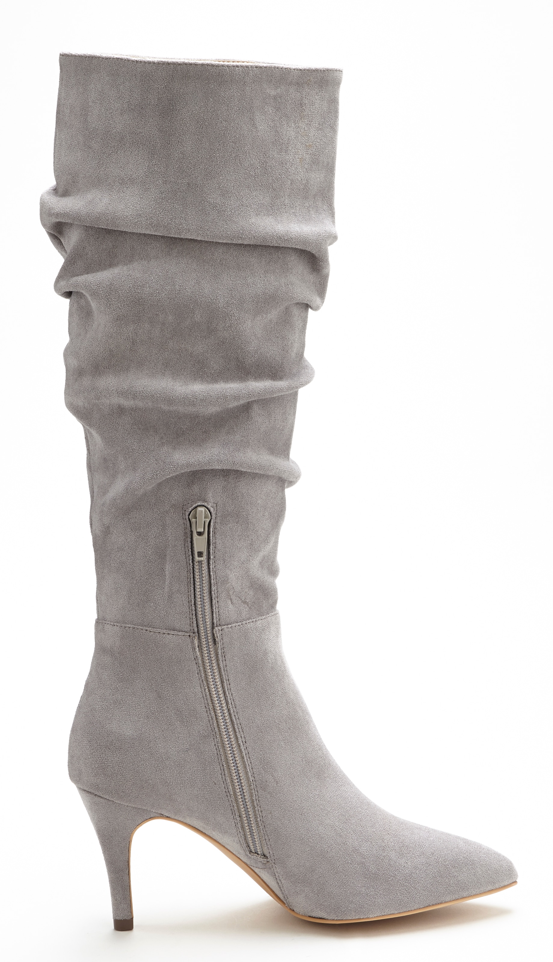 LASCANA Reißverschlussstiefel, mit modischer Raffung, Langschaft, High-Heel Stiefelette,Slouchy Boots