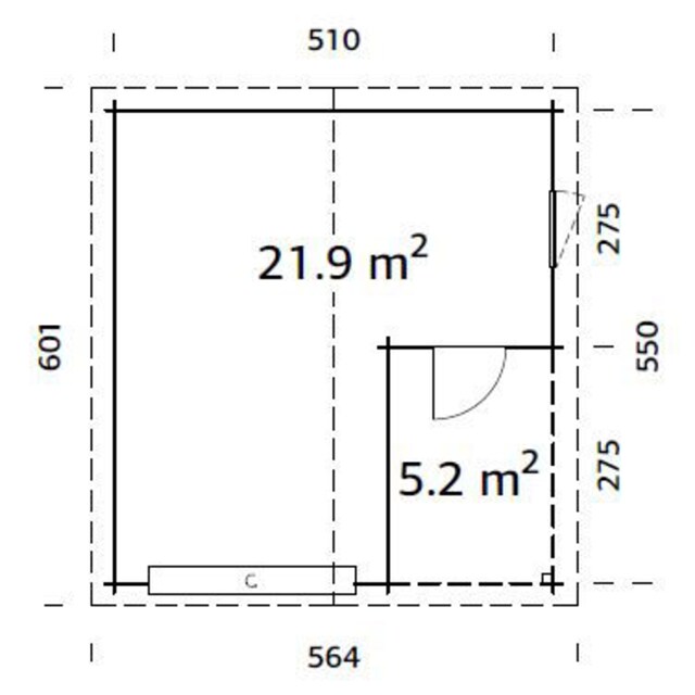 Palmako Garage »Irene/Roger«, BxTxH: 564x601x321 cm, mit Anbau, ohne Tor,  naturbelassen kaufen | BAUR