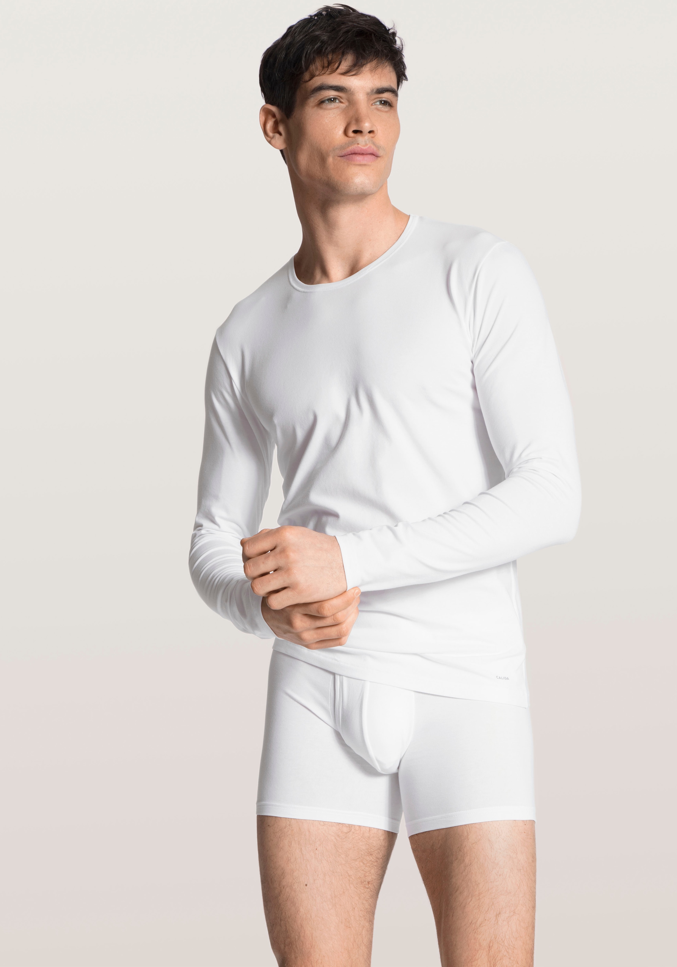 CALIDA Langarmshirt "Cotton Code", Rundhals-Ausschnitt, Single Jersey, form günstig online kaufen