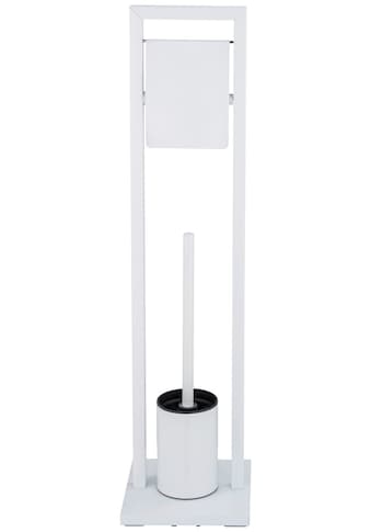 WC-Garnitur »Mengara«, aus Stahl, weiß, mit auswechselbarem Bürstenkopf
