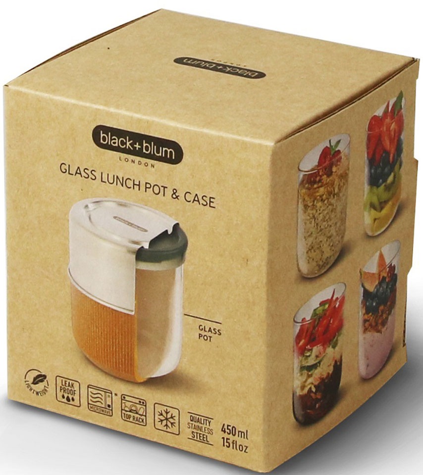 BLACK+BLUM Lunchschale - Lunchpot 450ml Schiefer/Glas grau