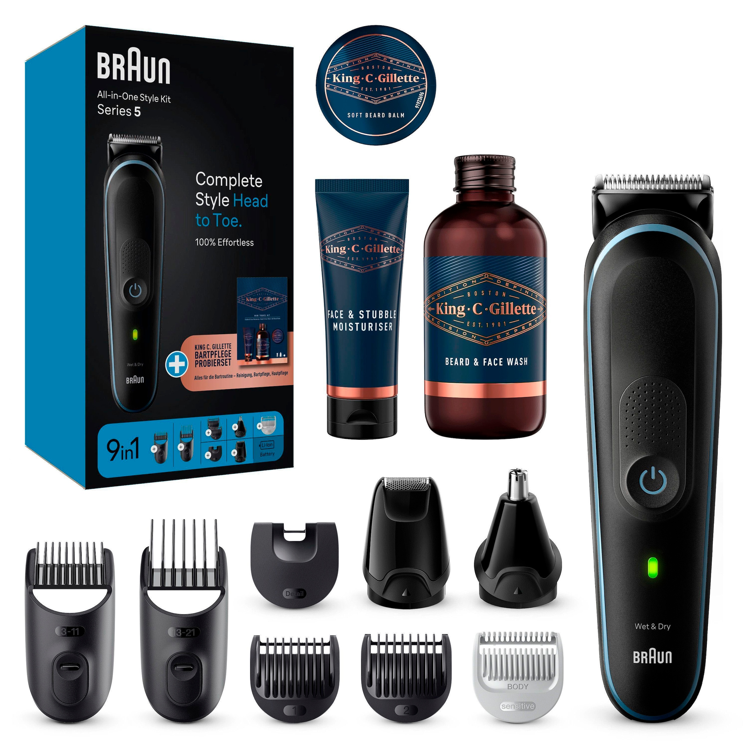 Haarschneider »All-In-One Styling Set MGK5411«, King C. Gillette Probierset, Wet&Dry