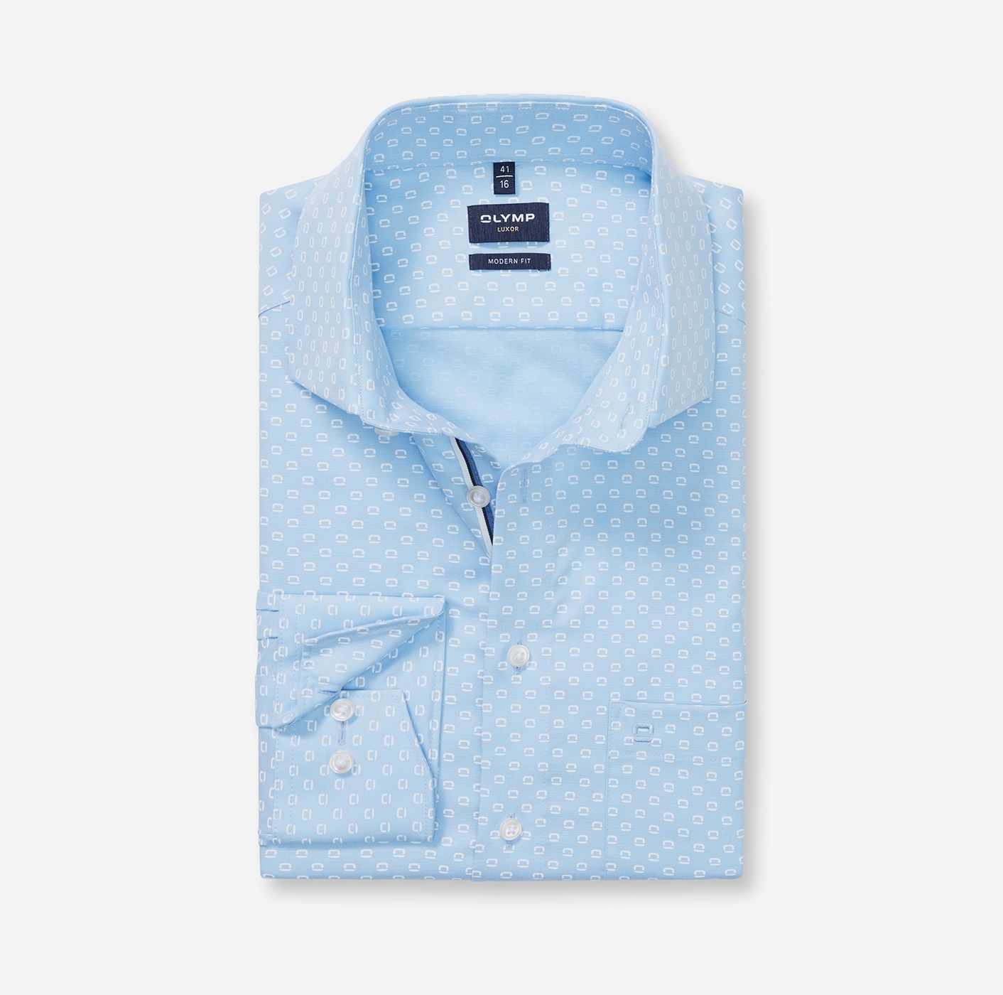 OLYMP Langarmhemd »Luxor modern fit« gemustert, Businesshemd, Global-Kentkragen, modern fit
