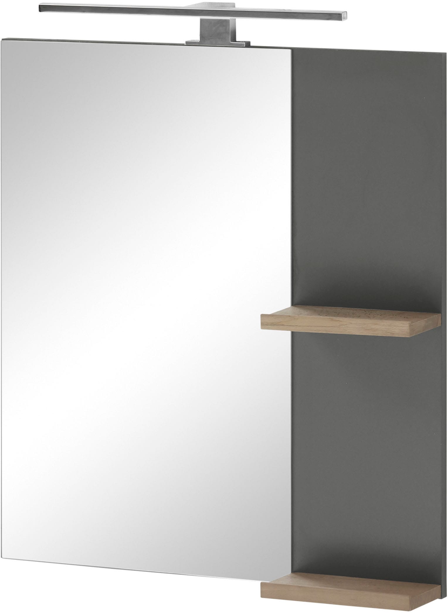 Places of Style Badspiegel »SOLiD, Spiegel im modernen Design, Wandspiegel«, in zwei Farben verfügbar, zwei Ablageböden, Aufbauleuchte