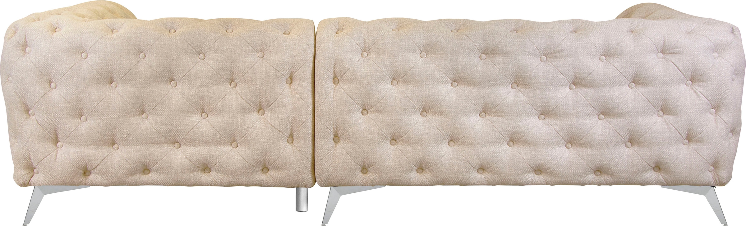 Leonique Chesterfield-Sofa »Ecksofa GLYNIS L-Form mit Wellenunterfederung, Maße B/T/H 264/204/75cm«, aufwändige Knopfheftung, moderne Chesterfield Optik, Fußfarbe wählbar