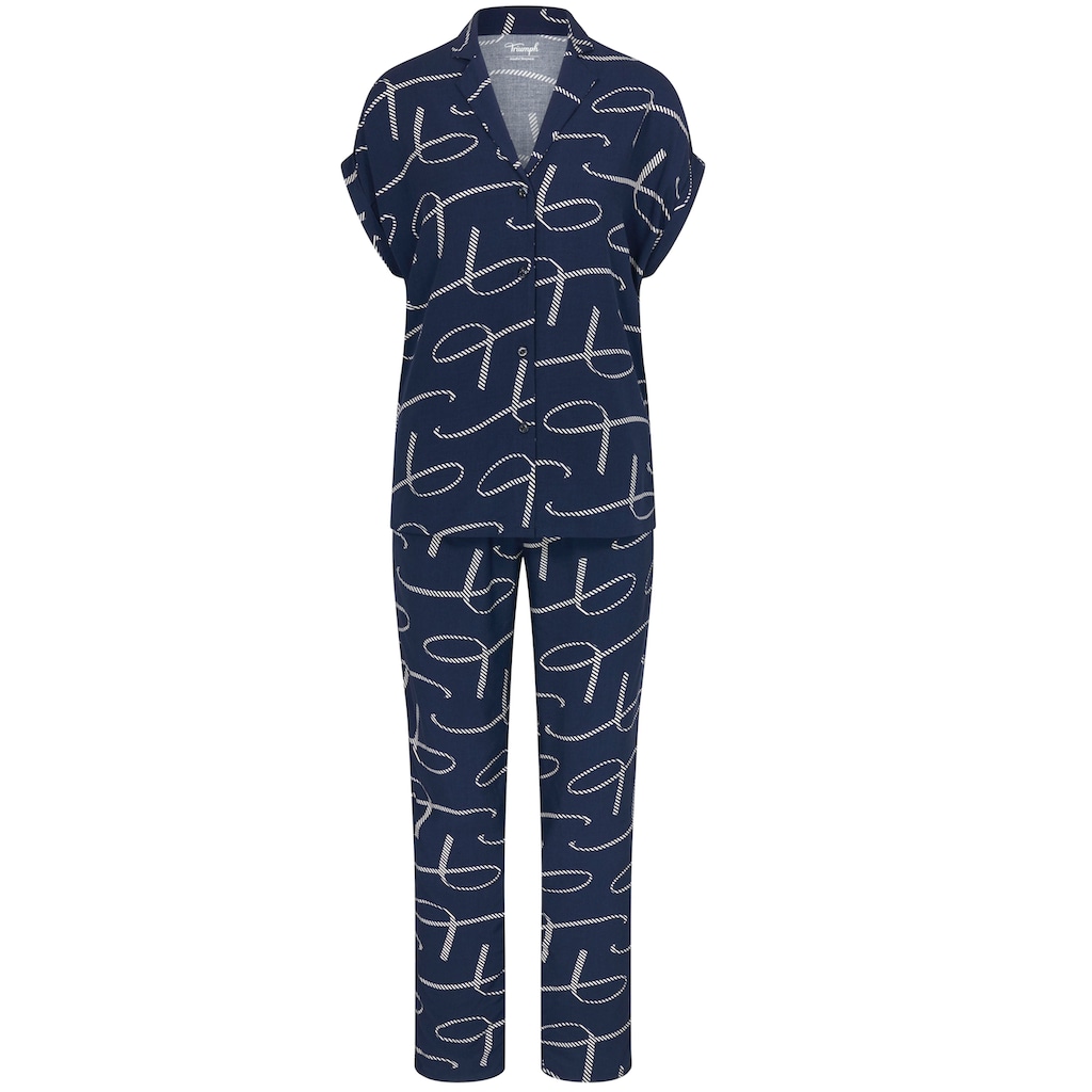 Triumph Pyjama »Boyfriend Fit PW 01«, (Set, 2 tlg.), Triumph-Logodruck