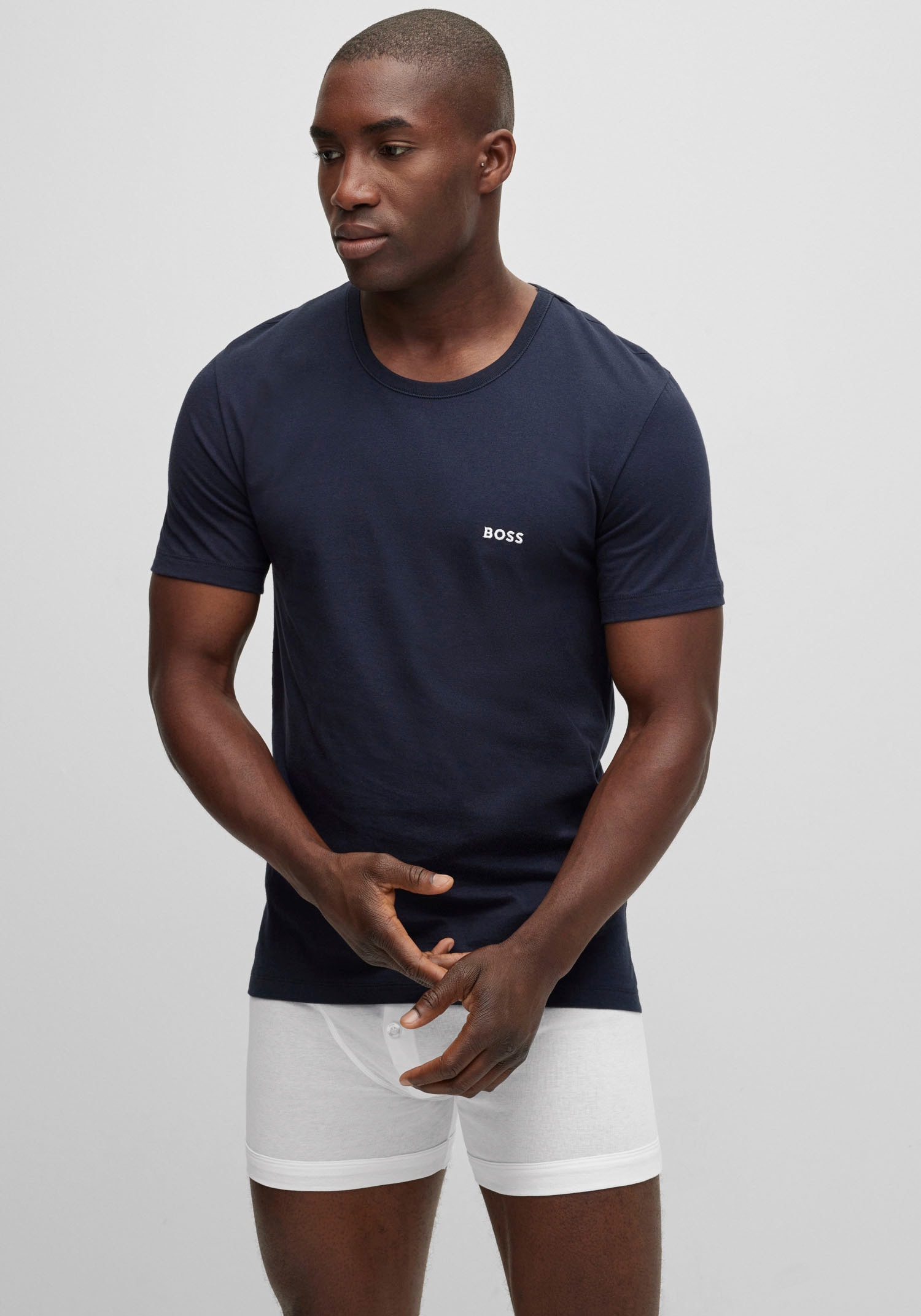 BOSS T-Shirt »Rundhals BOSS ONE x David Beckham«, (Packung, 3 tlg., 3er-Pack), mit dezentem BOSS Logo-Print