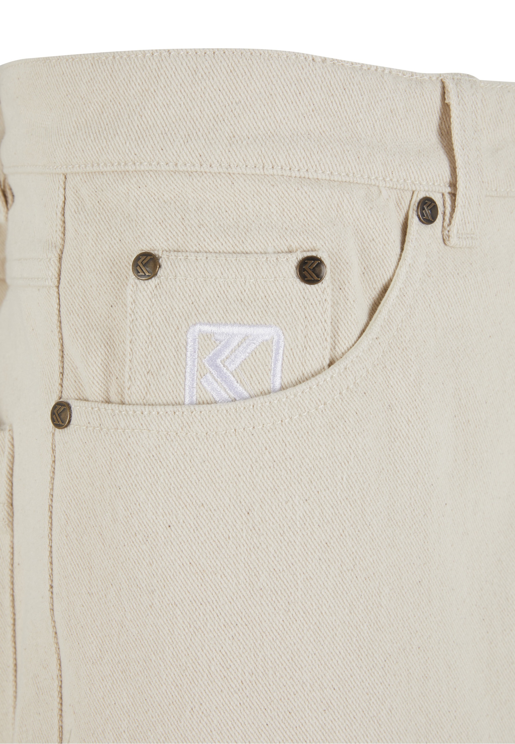 Cargojeans KARL KANI "Karl Kani Og Fringed Baggy Cargo Pants", Herren, Gr. XS, US-Größen, weiß, 100% Baumwolle, unifarben, Jeans 2
