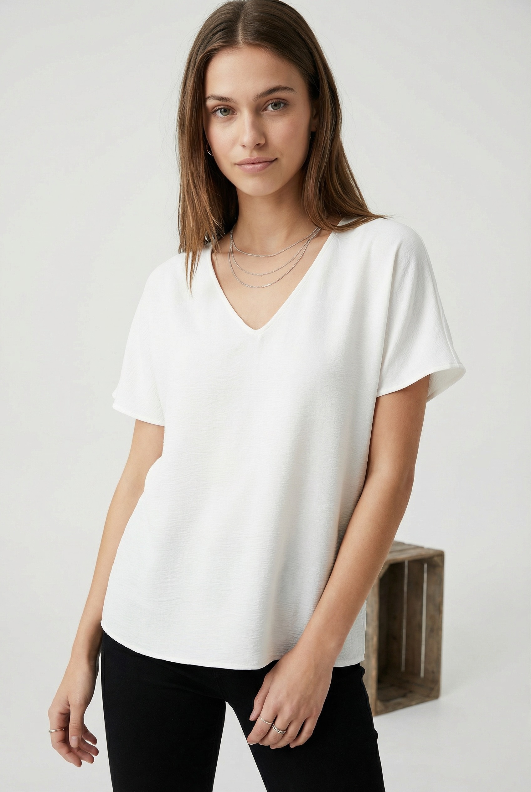 ONLY CARMAKOMA Shirtbluse "CARMETTA LIFE V-NECK SS TOP WVN NOOS" günstig online kaufen