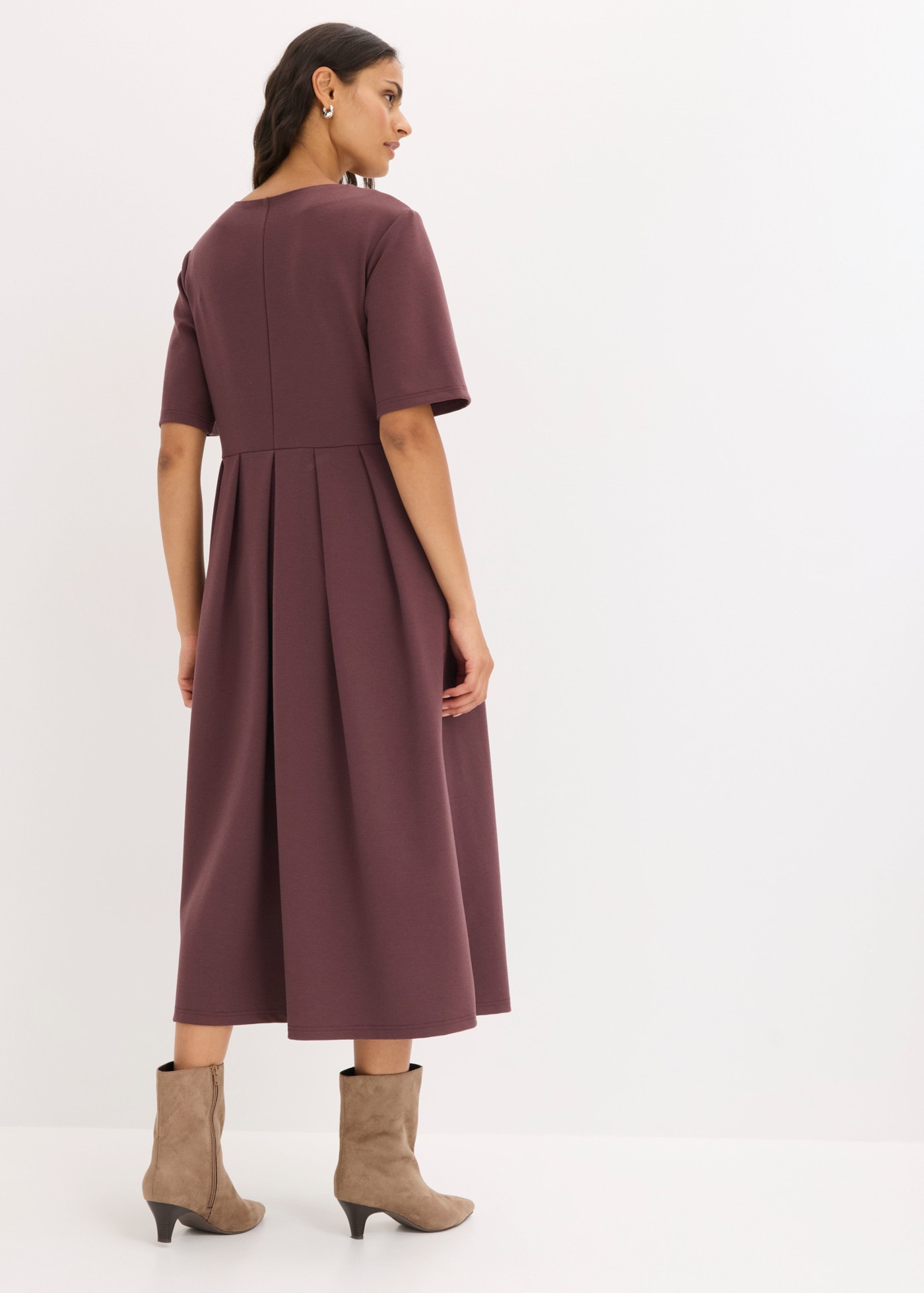 bonprix Shirtkleid mit V-Ausschnitt, Kurzarm, Loose Fit