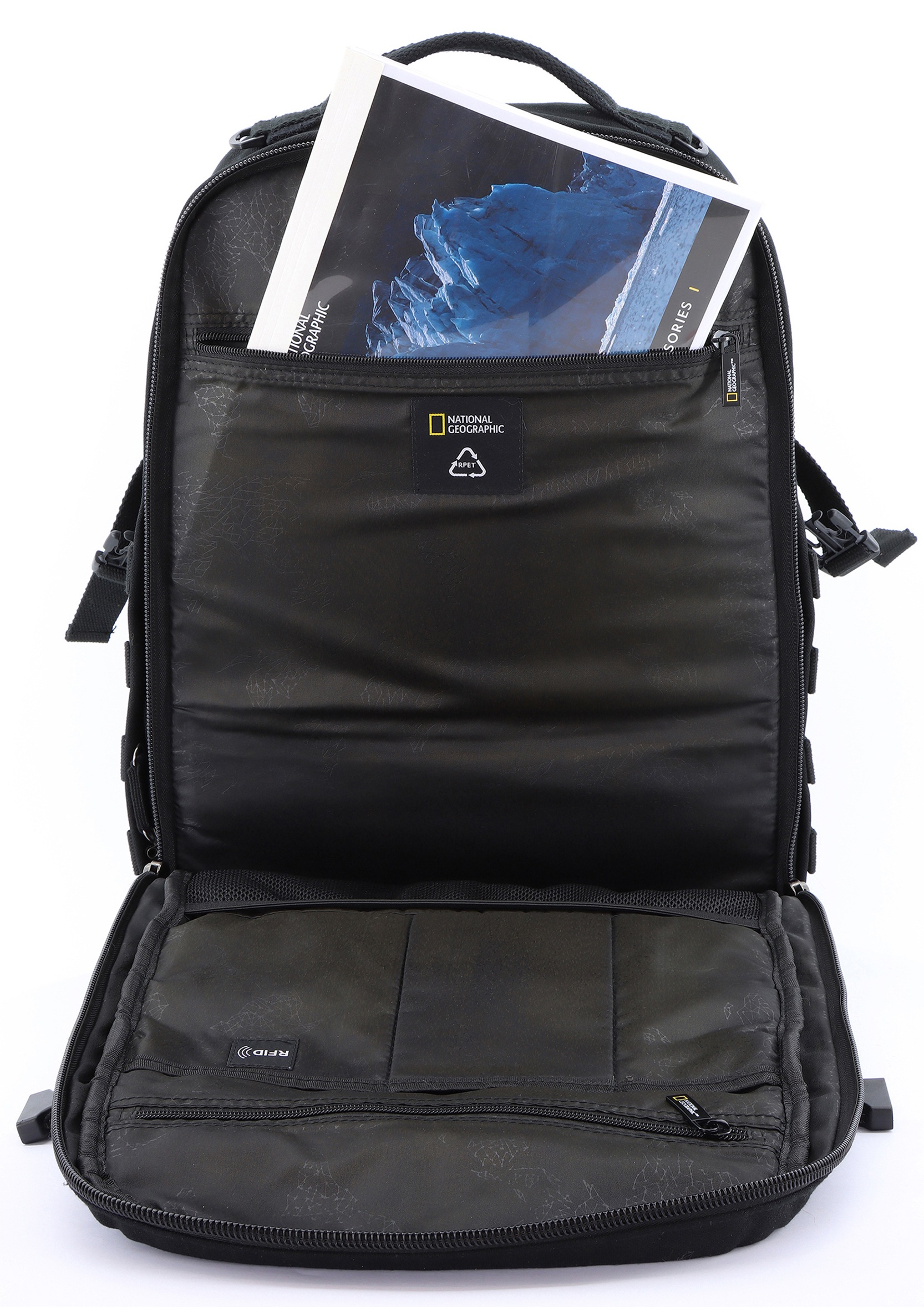 Cityrucksack NATIONAL GEOGRAPHIC "Milestone", Herren, Gr. B/H/T: 31cm, schwarz, Kunstfaser, Rucksäcke Cityrucksack, mit vielen Fächern 3