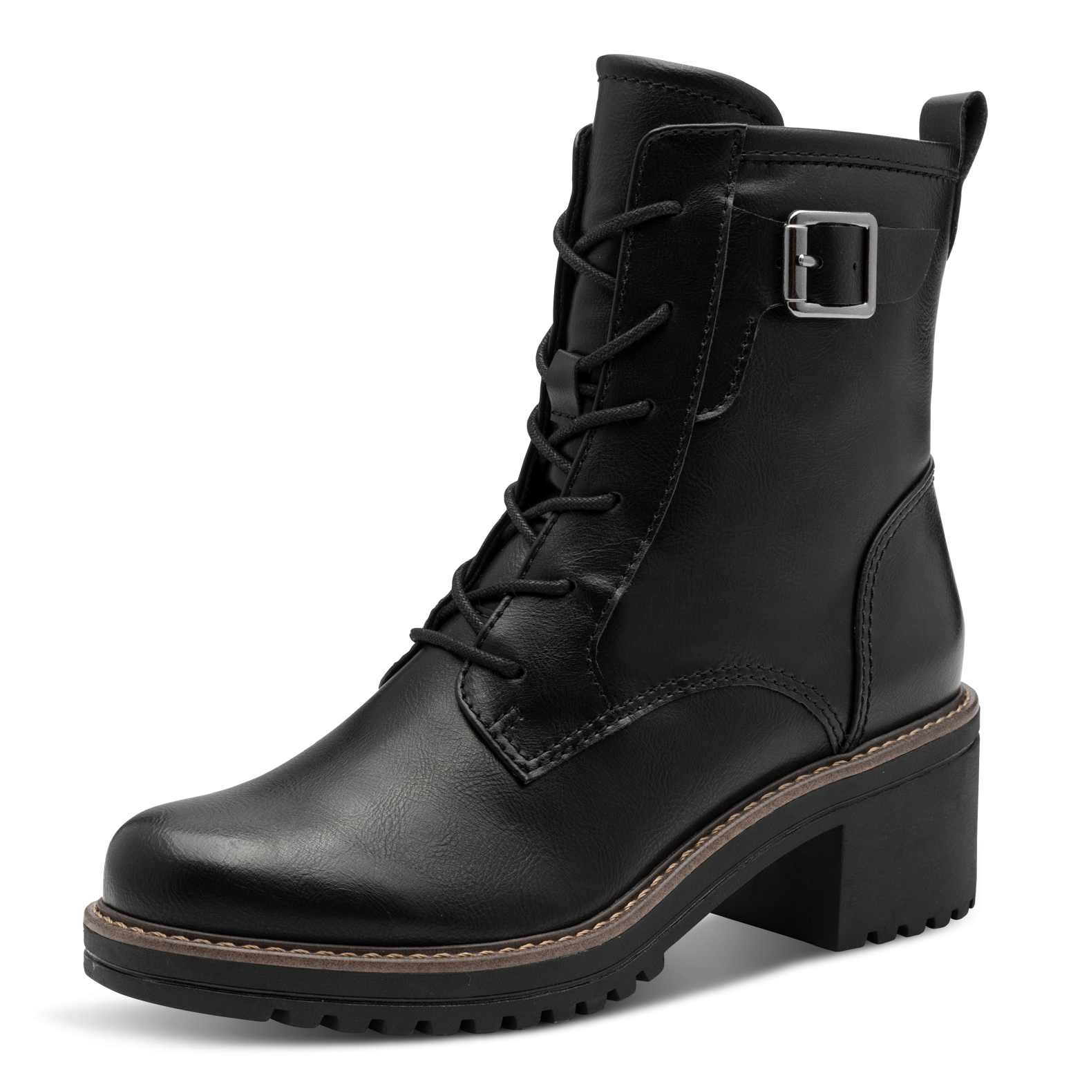 MARCO TOZZI Winterboots, Blockabsatz, Schnürboots, Stiefelette mit Kontrast-Rahmennaht