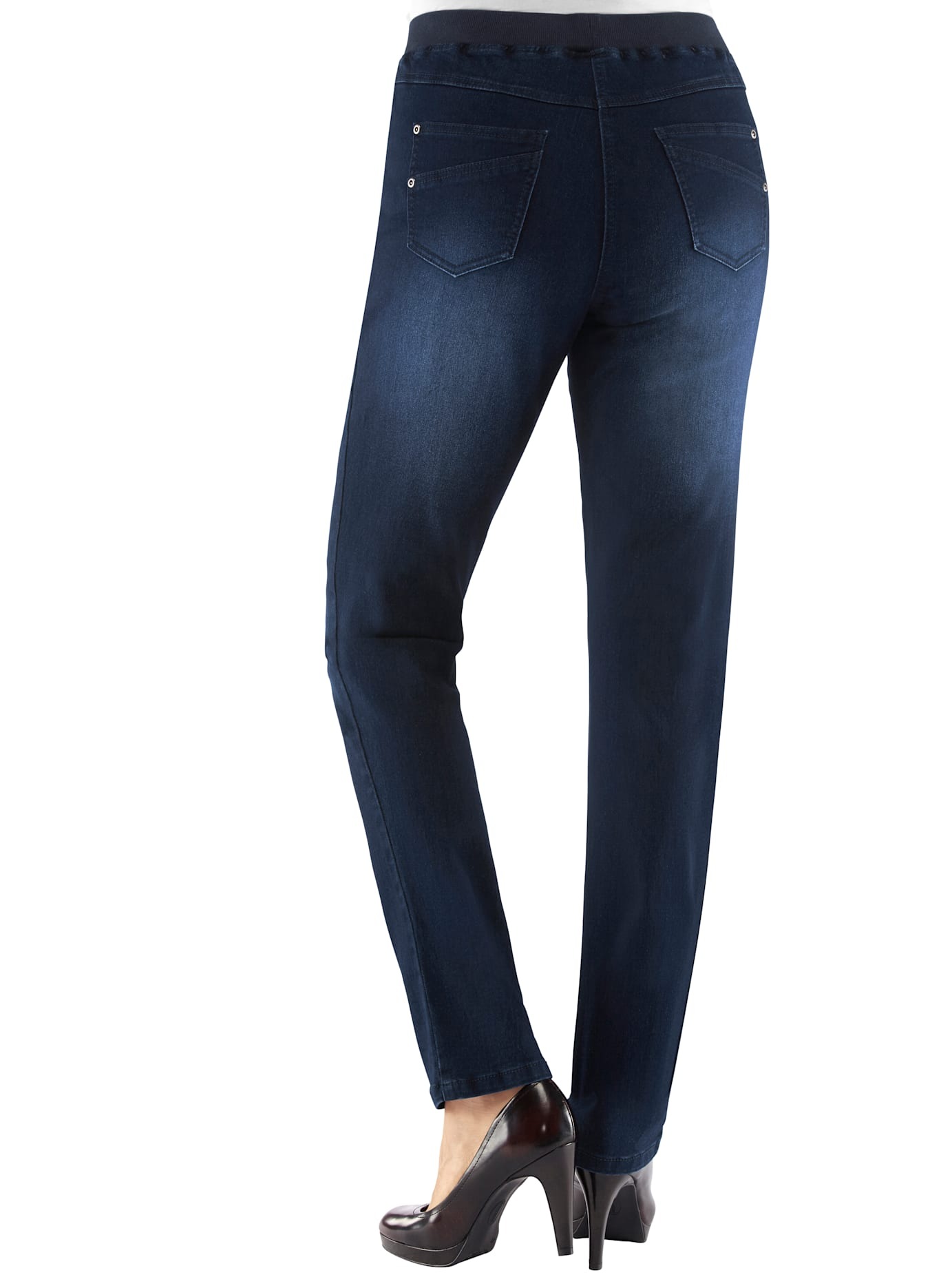 Inspirationen Women's Pull-on Jeans Dark Blue 44 3