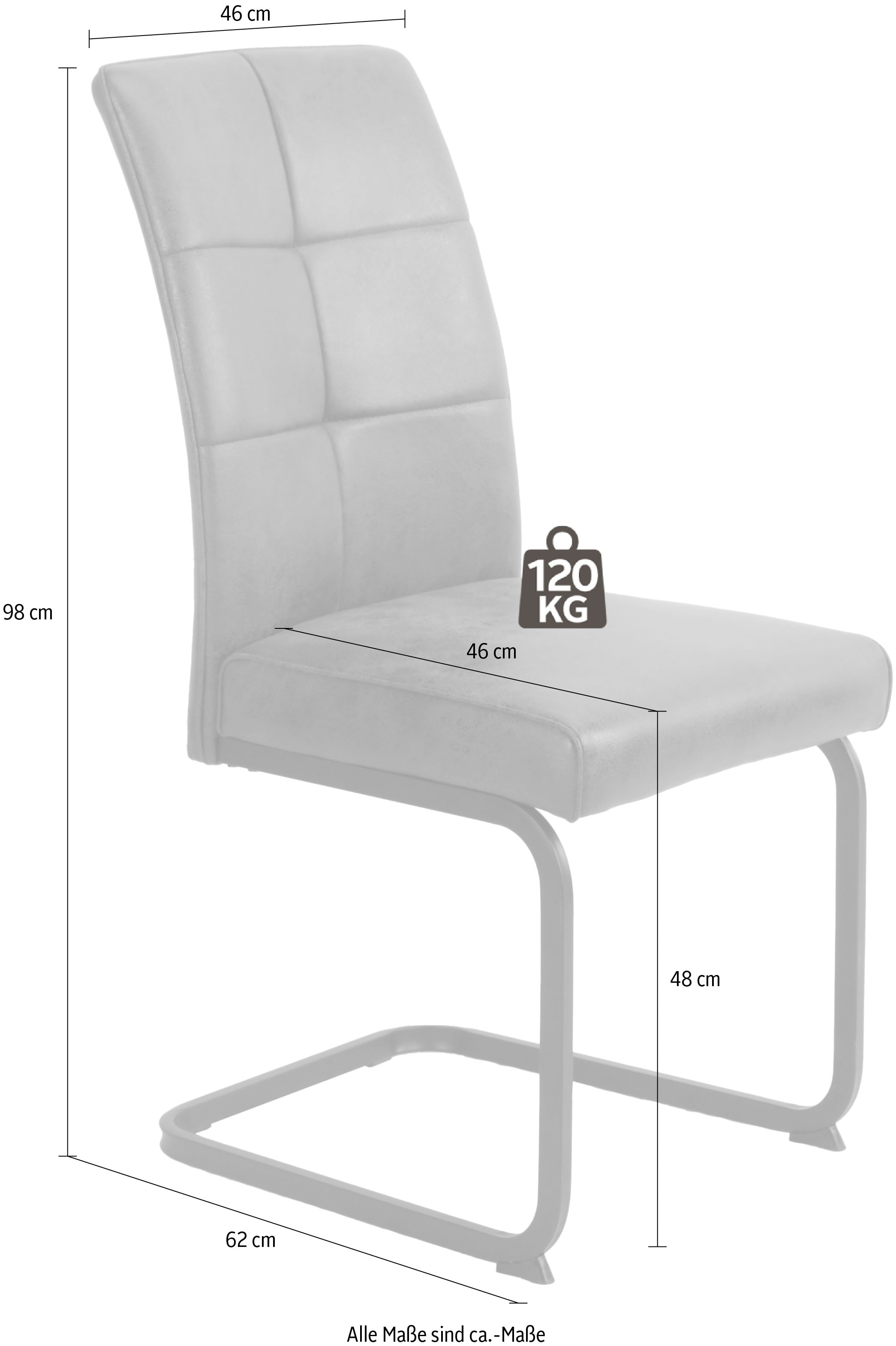 HELA Freischwinger »Freischwinger TOLEDO mit Komfortsitz, gepolstert, Bezug Microfaser«, (Set), 4 St., Webstoff, Esszimmerstuhl, pflegeleicht, Vierkantrohrgestell pulverbeschichtet