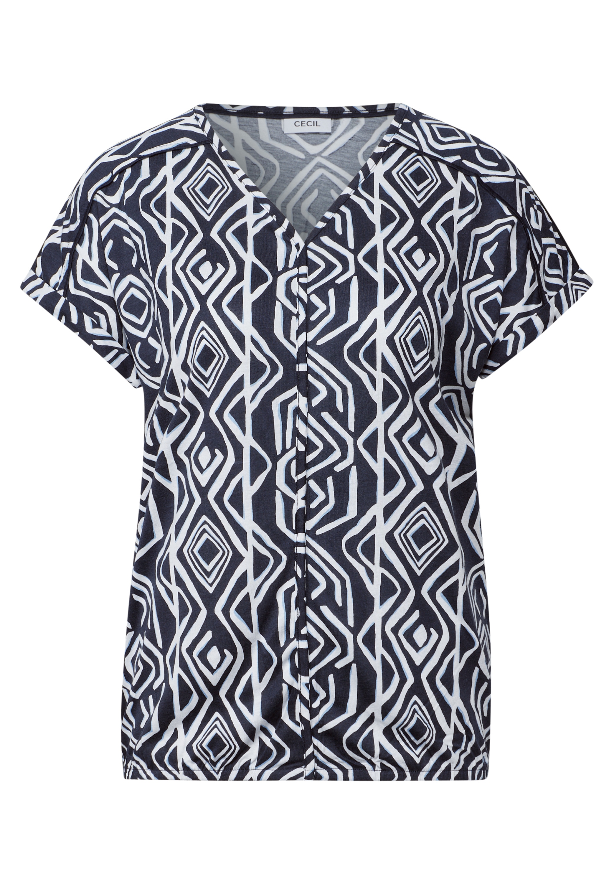 Cecil V-Shirt, bestehend aus einem Materialmix