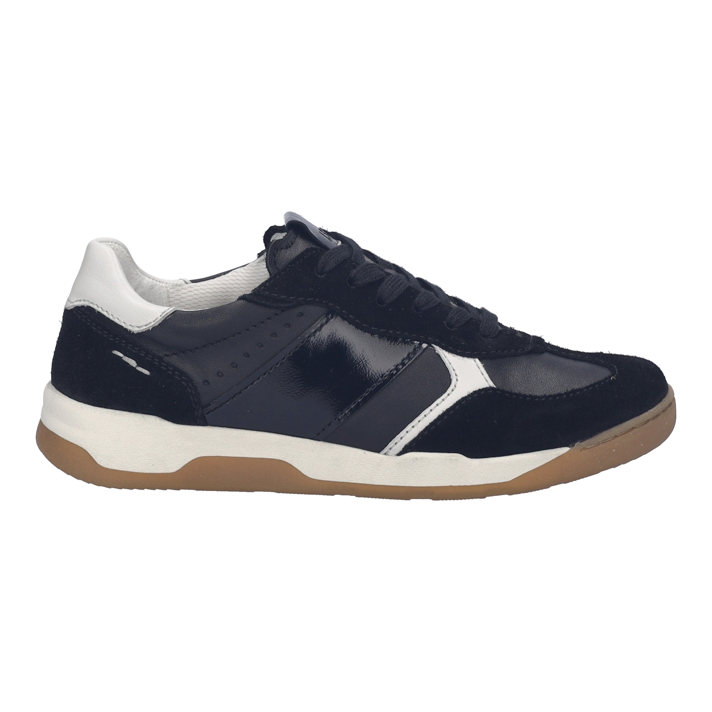 Keilsneaker JOSEF SEIBEL "Arleen 01", Damen, Gr. 39, schwarz, weiß, Leder, Veloursleder, kontrastfarbene Details, Schuhe, Freizeitschuh, Halbschuh, Schnürer, Kontrastbesatz, G-Weite 6