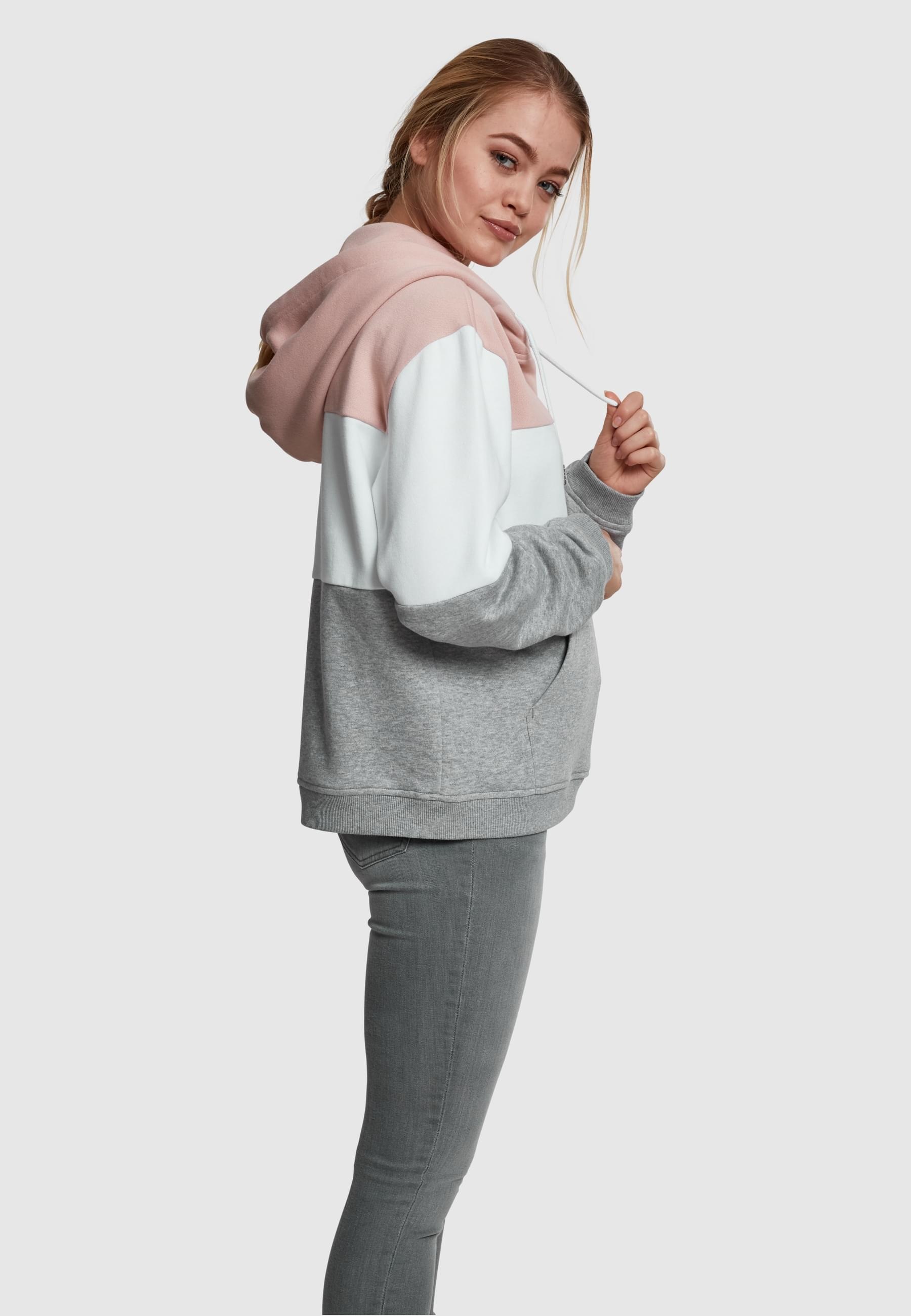 URBAN CLASSICS Rundhalspullover »Urban Classics Damen Ladies Oversize 3-Tone Hoody«, (1 tlg.)