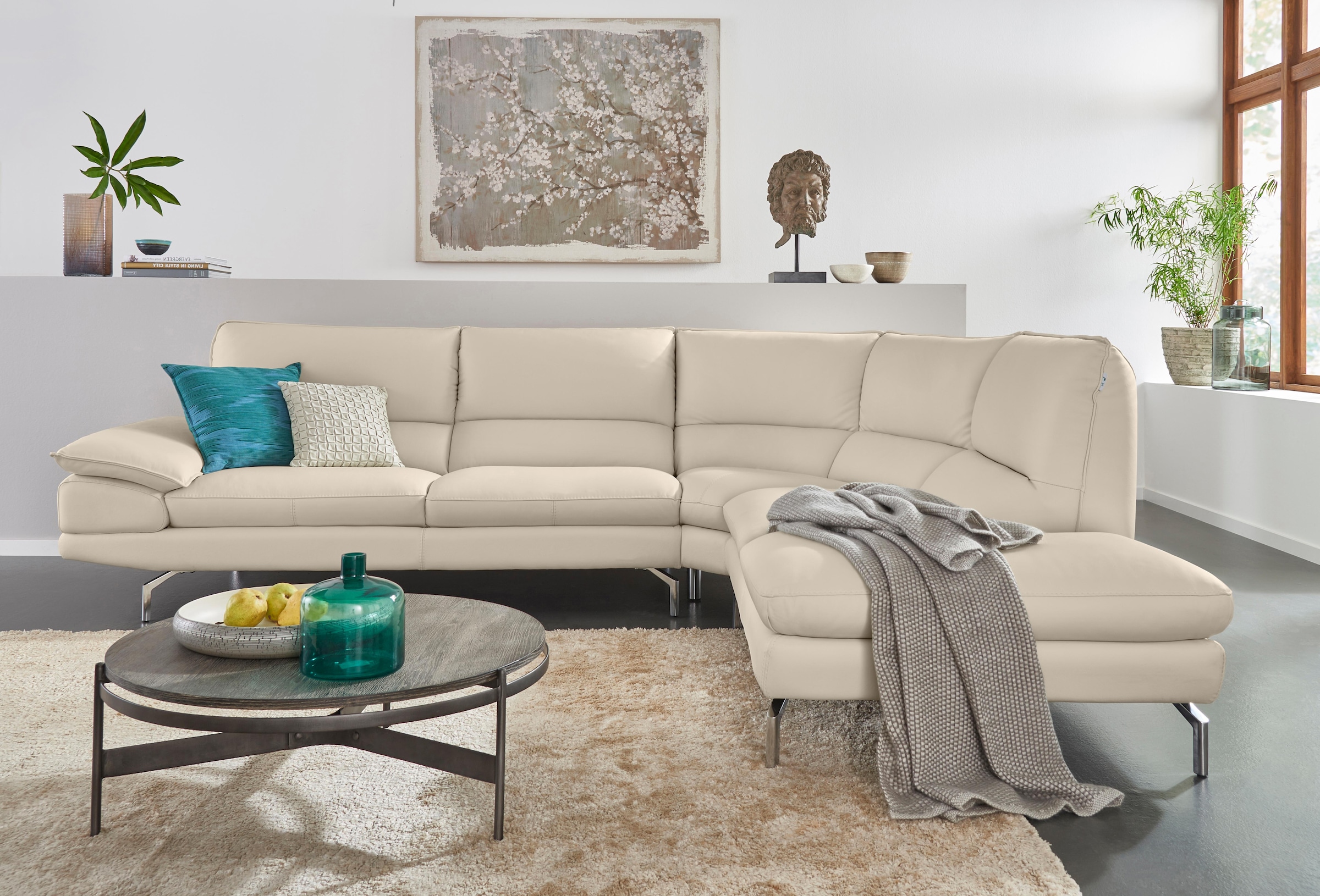 CALIA ITALIA Ecksofa "Dave, italienisches Designsofa L-Form, erstklassiger Sitzkomfort" Ottomane wahlweise links oder rechts, in zwei tollen Lederqualitäten