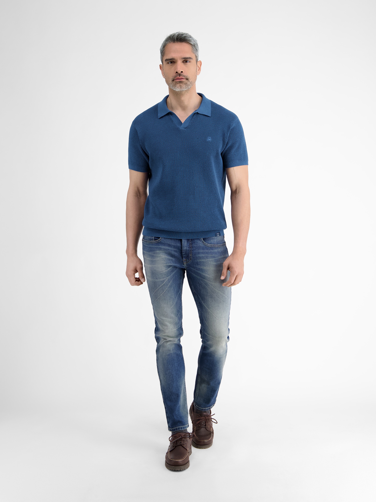 LERROS Poloshirt »LERROS Herren Strick-Polo mit offenem Kragen«