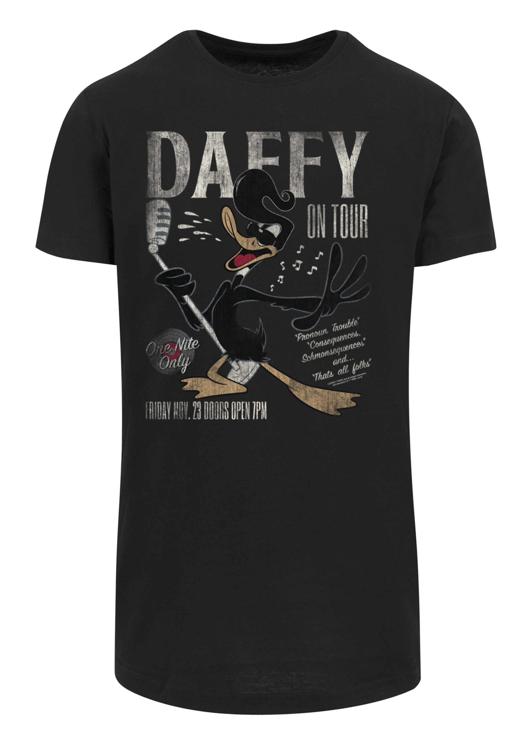 F4NT4STIC T-Shirt »Long Cut T-Shirt Looney Tunes Daffy Duck Concert«, Herren,Premium Merch,Lang,Longshirt,Bedruckt