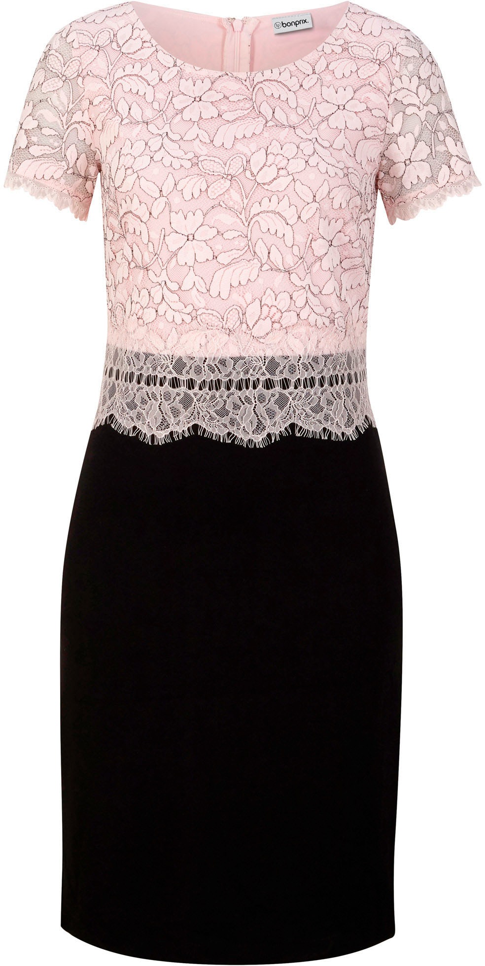 bonprix Midikleid »Kleid mit Spitze« festliches Kleid, aus Viskose, Polyamid und Elasthan, Slim Fit