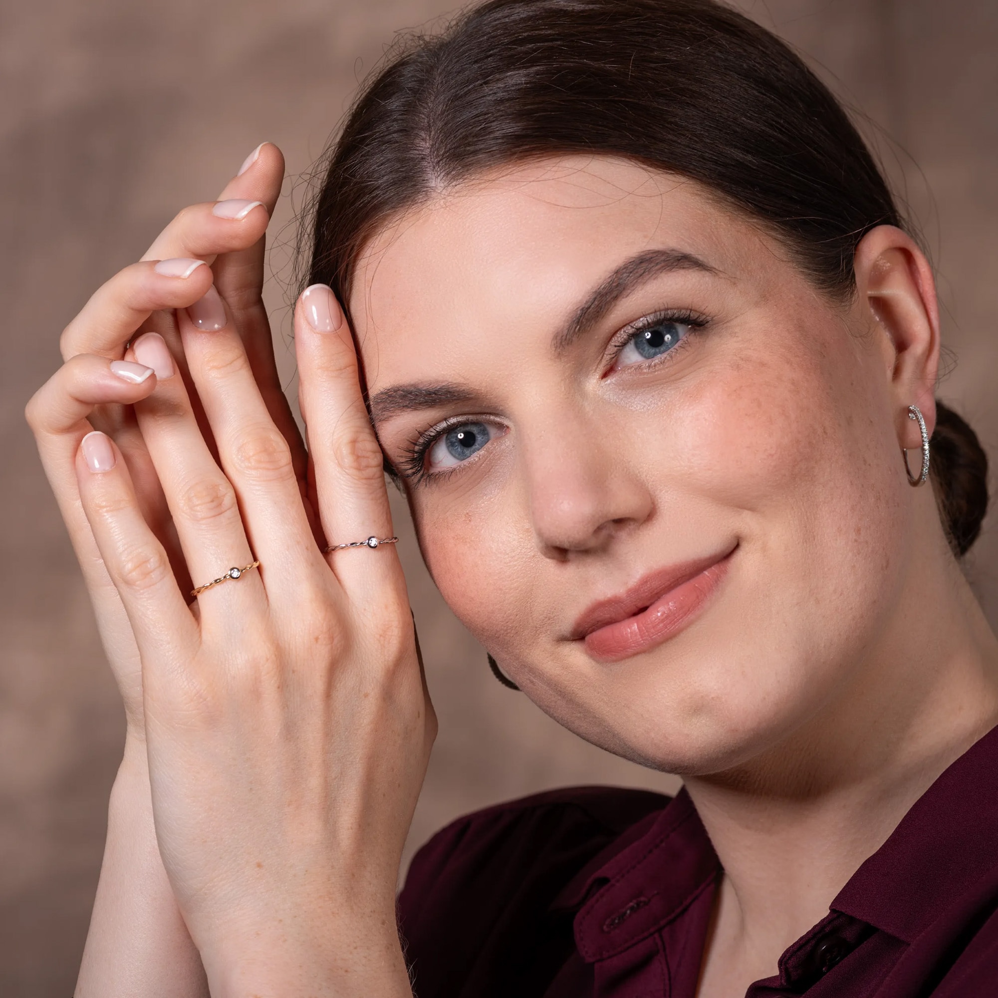 LYOMI Fingerring »585/- Gelbgold 1 synth. Diam. 0,04ct.«