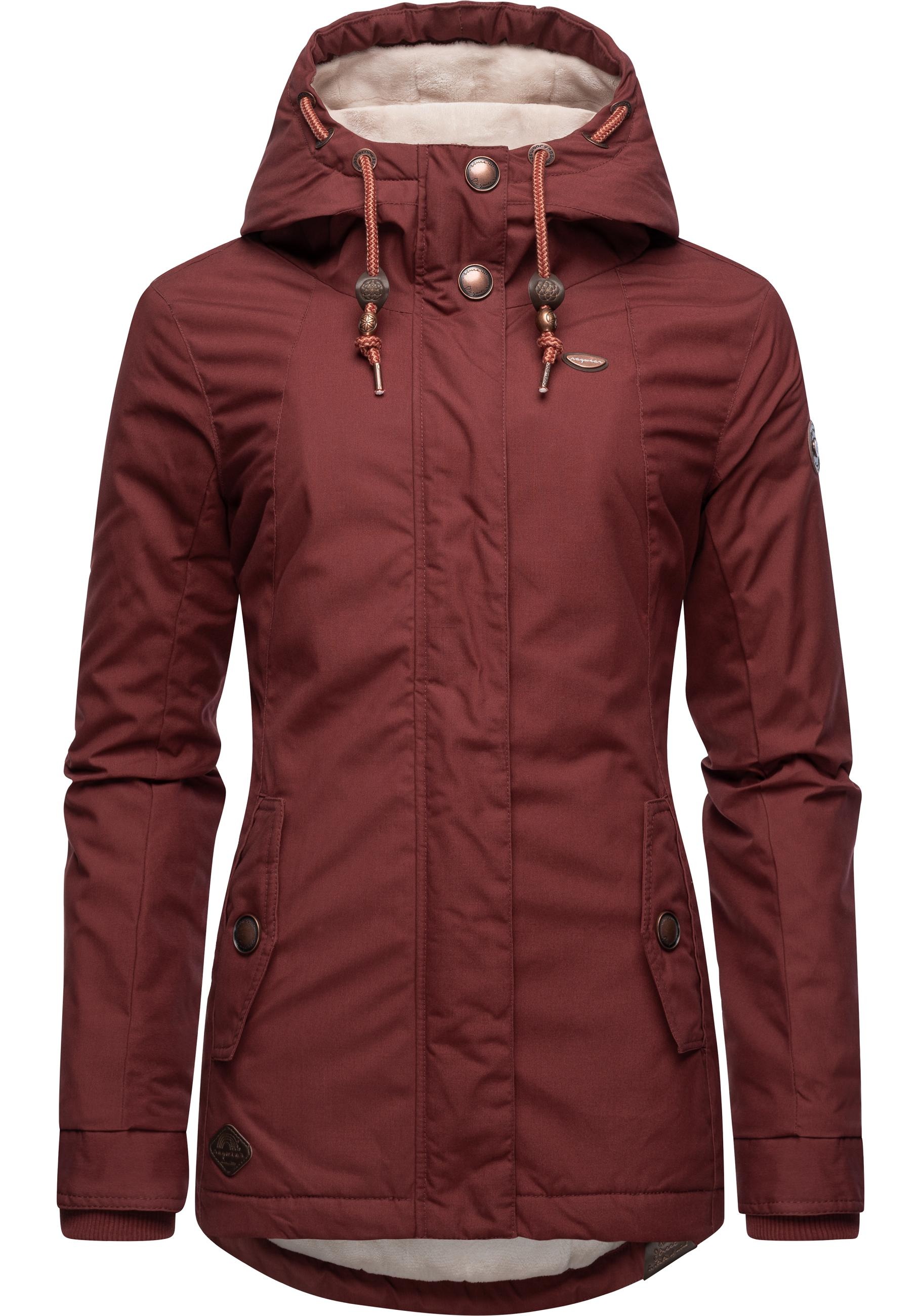 Winterjacke RAGWEAR "Monade", Damen, Gr. XL (42), orange (terra), Obermaterial: 65% Polyester, 35% Baumwolle; Futter: 100% Polyester; Wattierung: 100% Polyester, figurbetont Po-bedeckend, verstellbar Rippstrickbündchen mit Druckknopf, Jacken Winterjacke, 