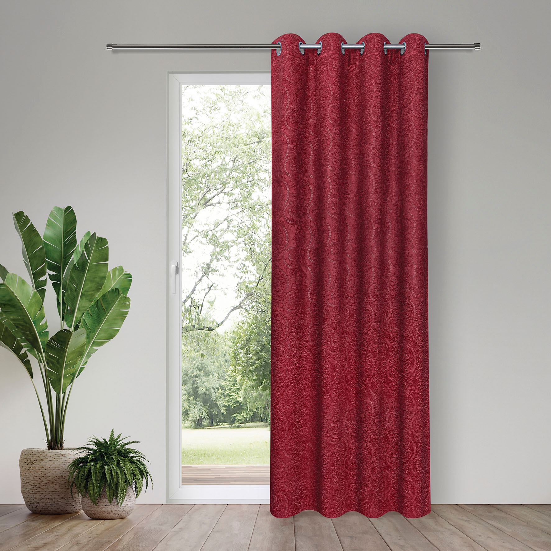 Gerster Gardine "Caron" Ösen 1 Stk. tlg. Deko Ösenschal "Caron" mit Prägung günstig online kaufen