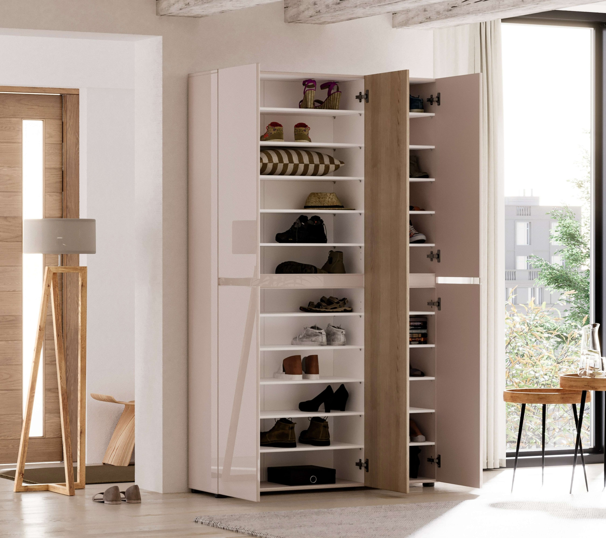 INOSIGN Schuhschrank »LADY, Schuhkommode,Schuhmöbel,Schuhablage,Schuhregal« 20 Einlegeböden,24 Fächer,ca. 58 Paar Schuhe-Maße: B/T/H:120x34x200 cm