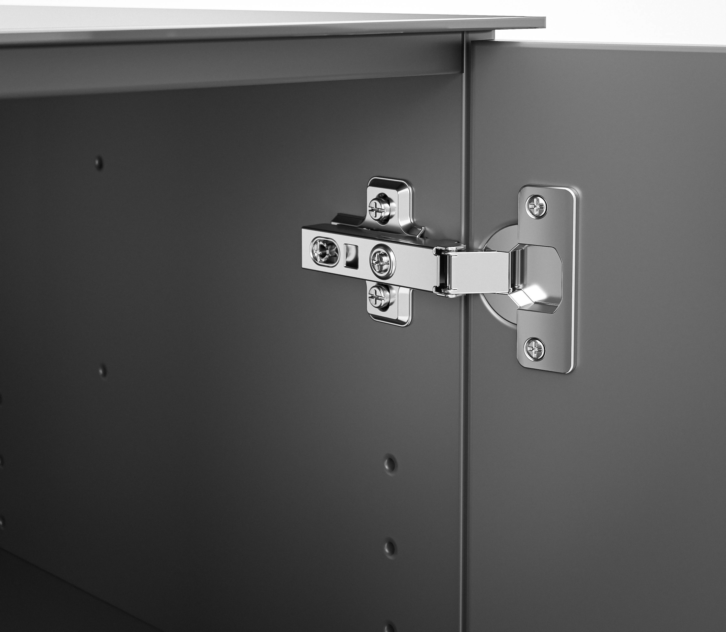 Manjana Möbel Kommode »mit Chrom oder Schwarz matten Metallgriffen & Glasfront, Soft-Close« melaminbeschichteter Korpus, mit Vollauszug, Made in Germany