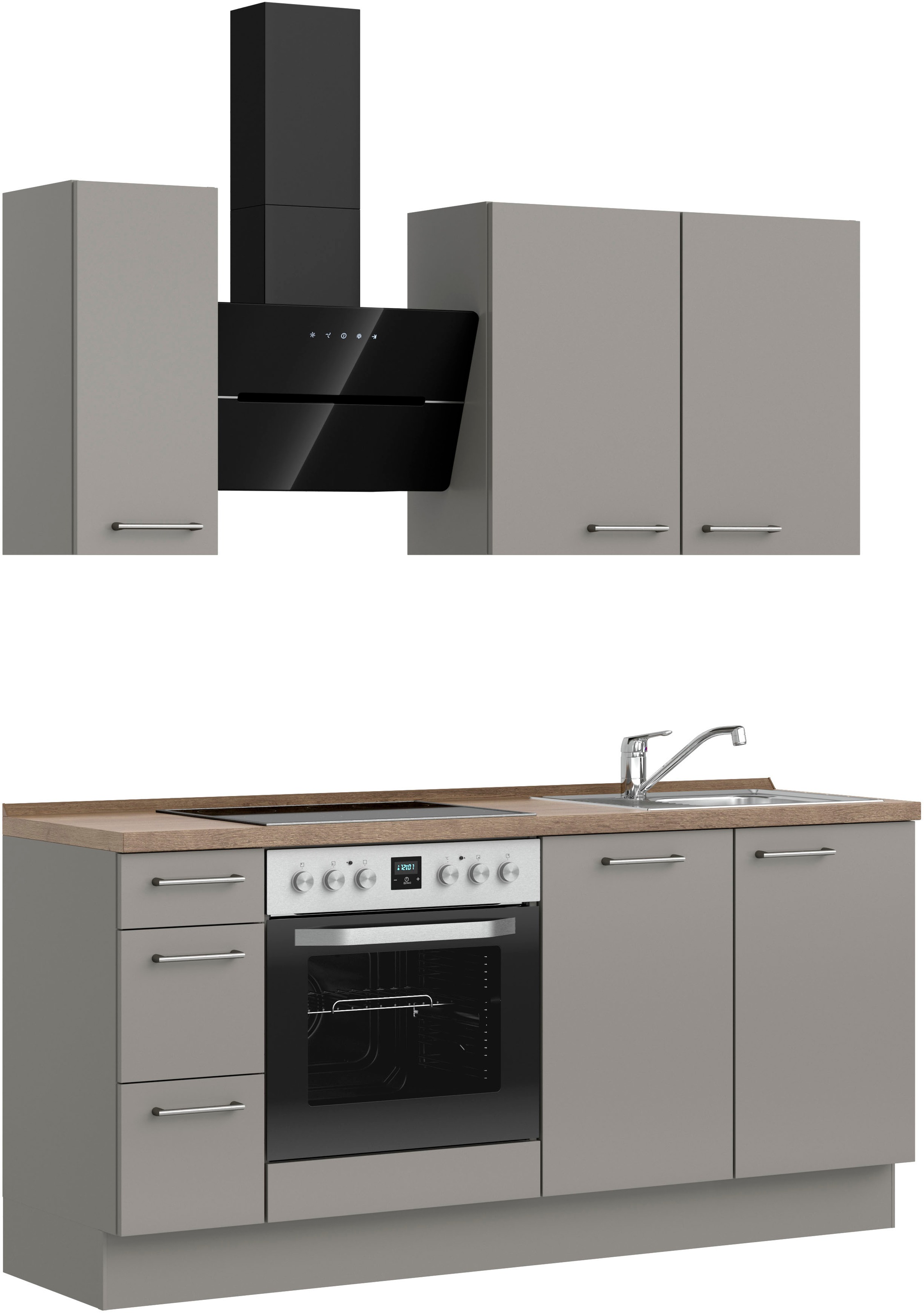 nobilia® Küchenzeile »"Laser II", Ausrichtung wählbar, Breite 180 cm« vormontiert, wahlw. mit unterschiedlichen E-Geräten-Sets