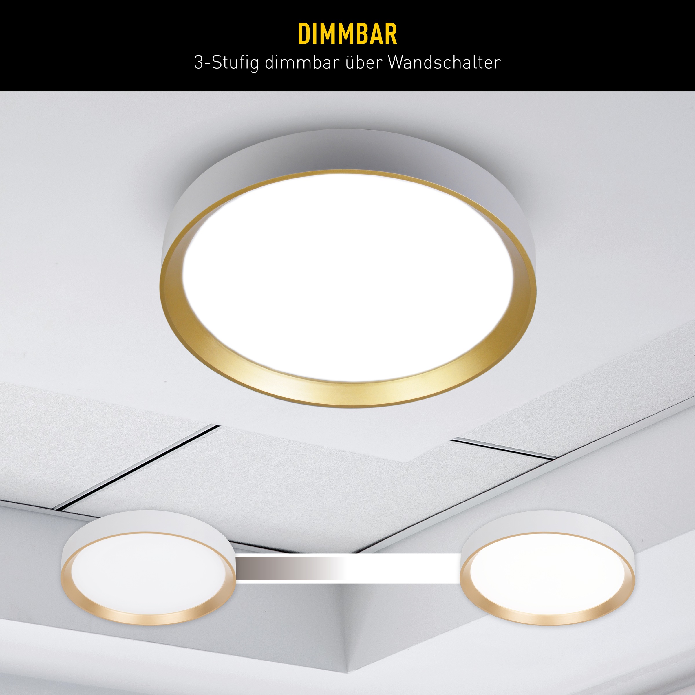 näve LED Deckenleuchte »Rio« LED-Modul 1 Stk. Neutralweiß 3 stufig dimmbar per Wandschalter/25%/50%/100%, inkl. Memoryfunktion