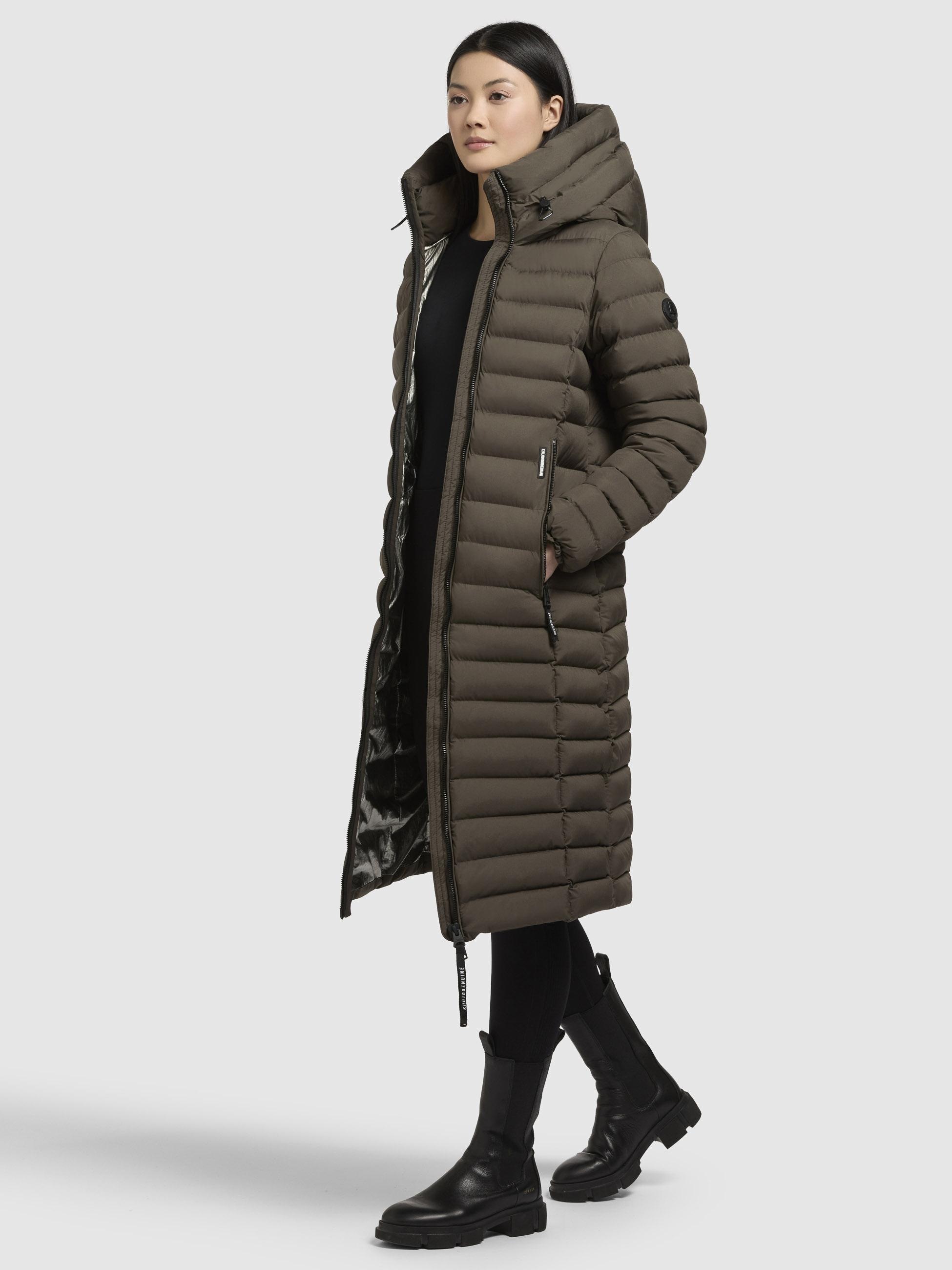 khujo Steppjacke »Imes-YM«, mit Kapuze, Steppmantel mit hohem Kragen und silbrig glänzendem Innenfutter