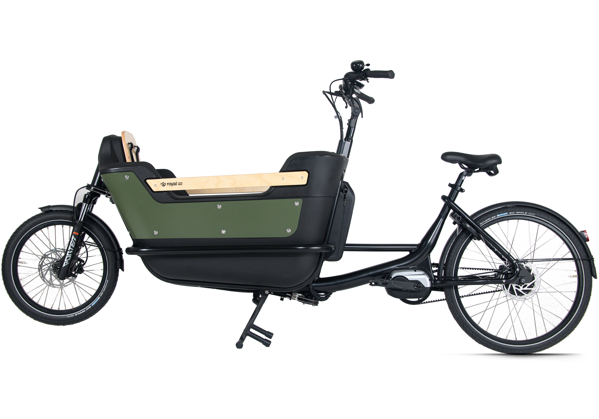 Royal Cargo Bikes »Cargo 2W Premium Plus Long 17,5Ah / 630 Wh 20 / 26 Zoll grün« 0 Gang ENVIOLO NuVinci Schaltwerk Nabenschaltung Mittelmotor 250 W