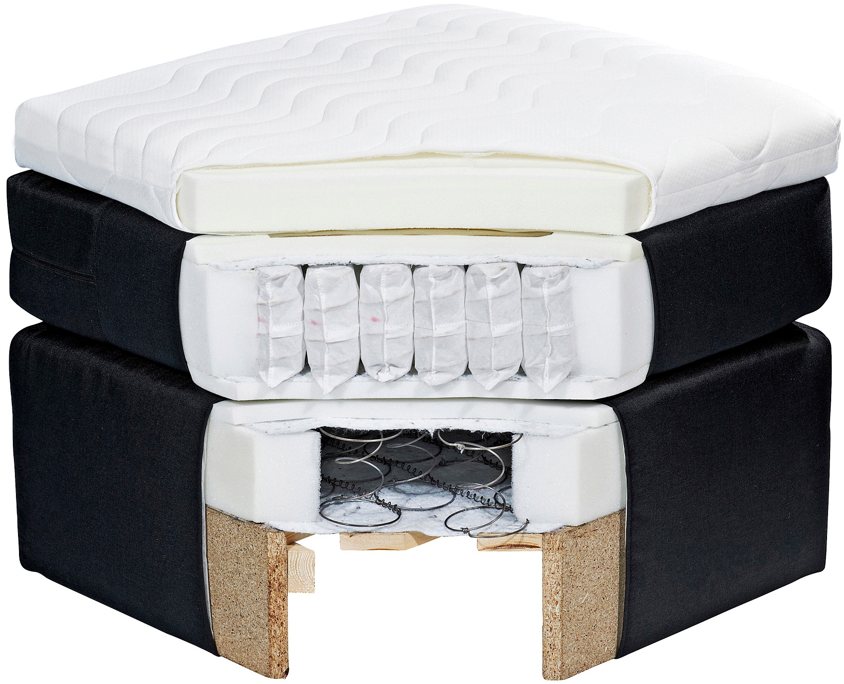 ED EXCITING DESIGN Boxspringbett »Villano«, mit Strasssteinen, Breite: 180cm, mit Bettkasten, inkl. Topper
