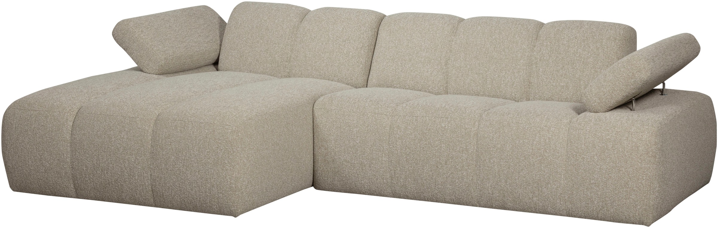 WOOOD Chaiselongue »Mojo Bouclé-Bezug mit verstellbarer Armlehne, H 74 x B 284 x T 160 cm« Tragkraft 360 kg, Maximale Verschleißfestigkeit, Pfleiglicht