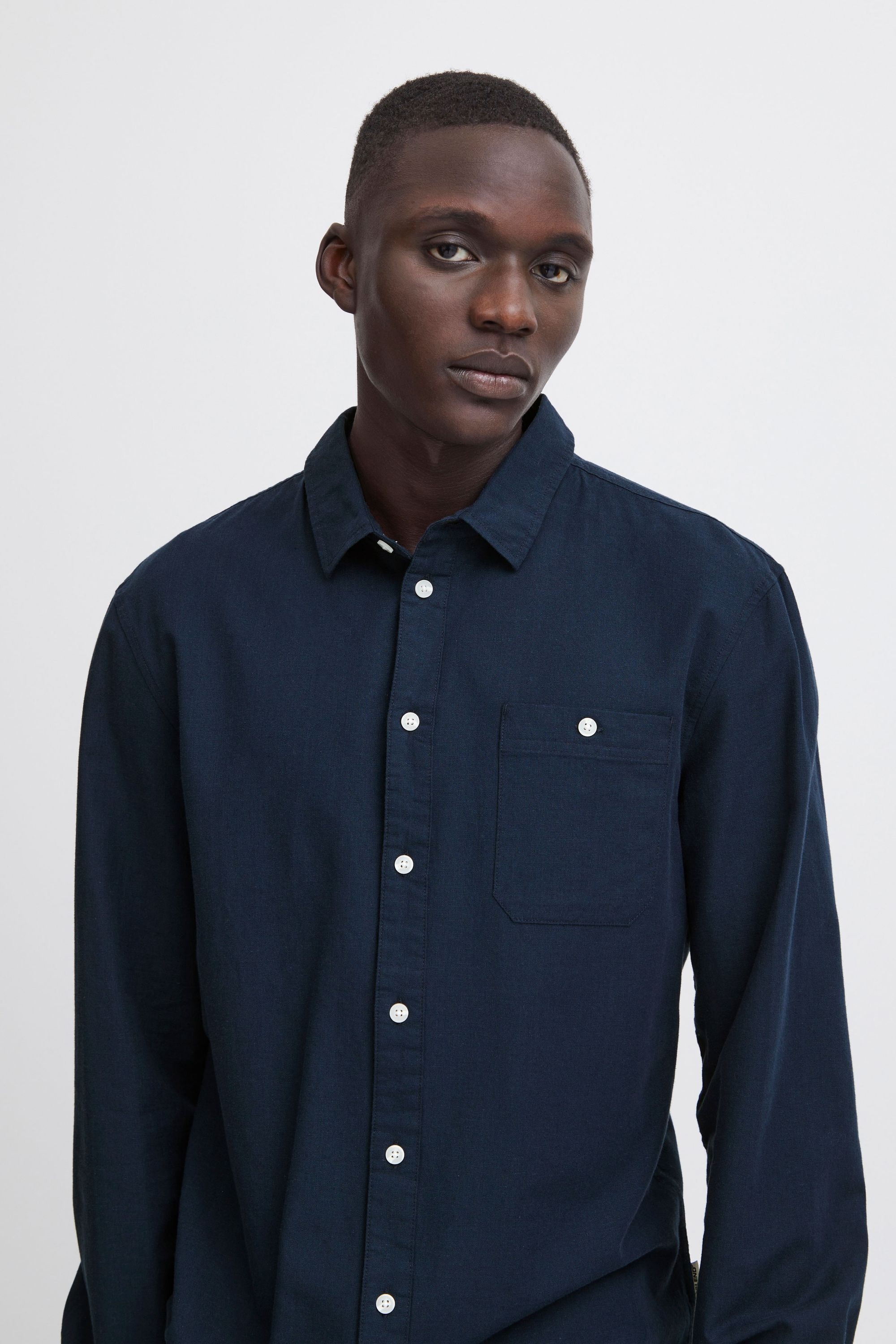 Blend Langarmhemd »BHShirt« Stilvolles Langarmhemd mit Brusttasche aus Leinenmix