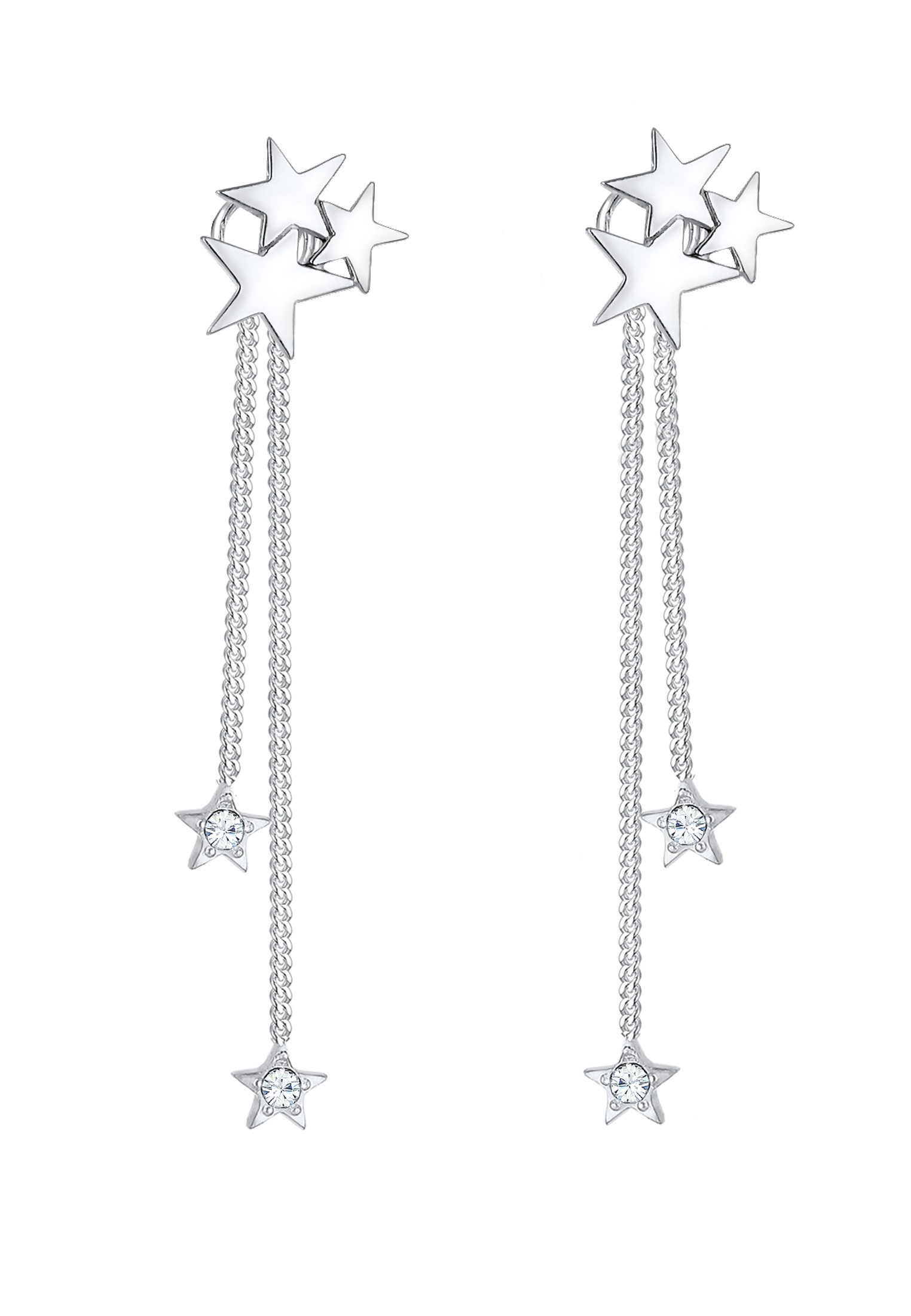 Elli Premium Paar Ohrhänger »Ohrringe Ohrhänger lang Stern Weiß 925 Sterling Silber, mit Kristallen von Swarovski®«