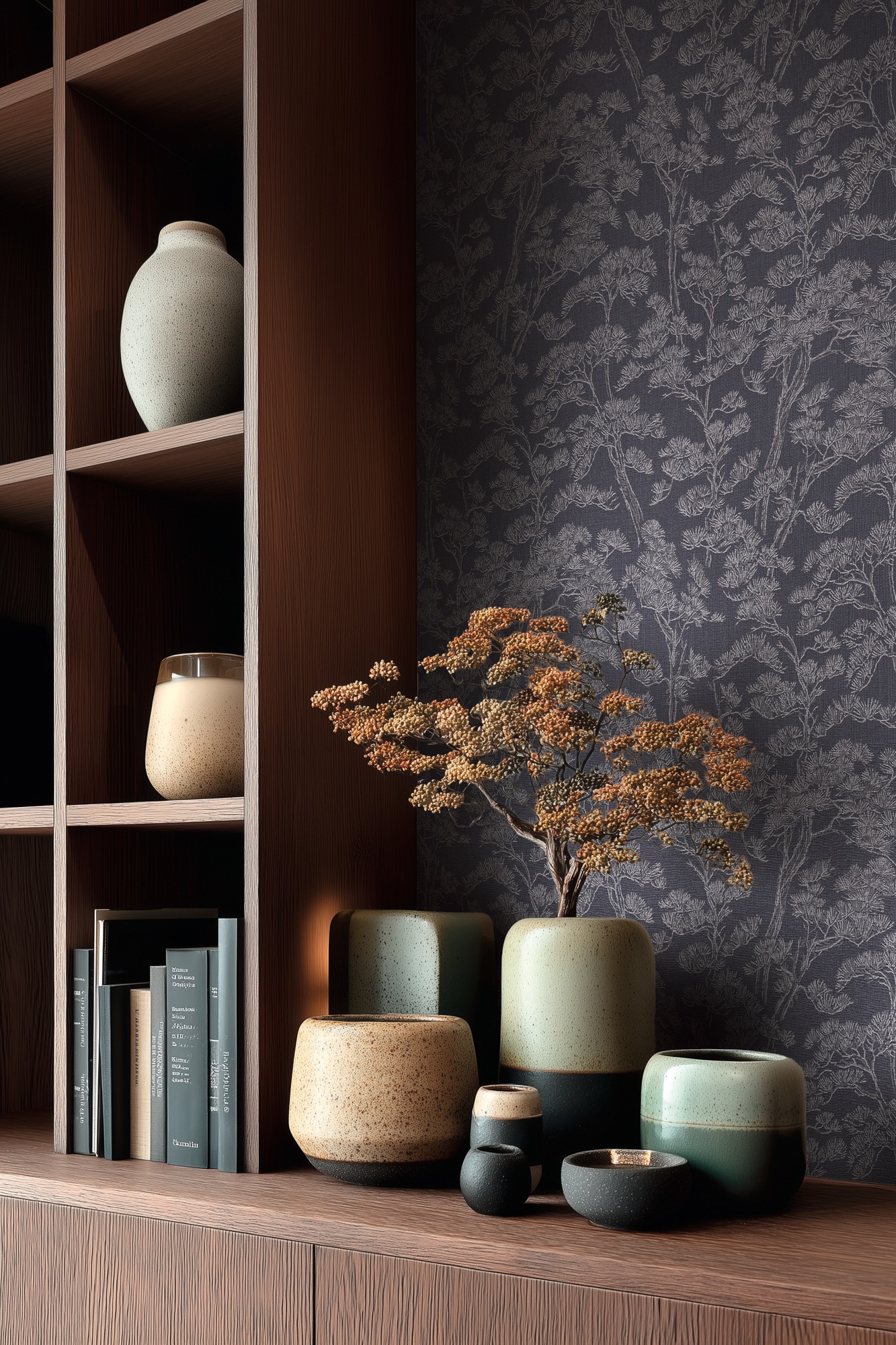 living walls Vliestapete "Vibes & Styles Lin – Zen Branches Vliestapete" floral leicht strukturiert inspiriertes Baumdesign mit feinen Linien und dezenter Struktur