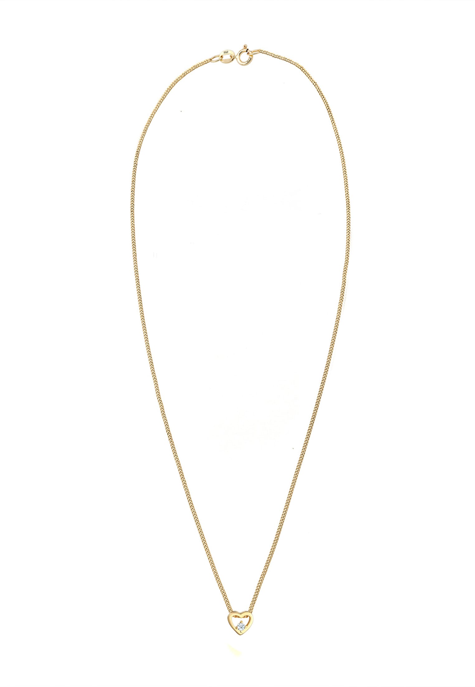 Elli DIAMONDS Silberkette »Halskette Herz Diamant Weiß Brillantschliff (0.03 ct) 585 Gelbgold«