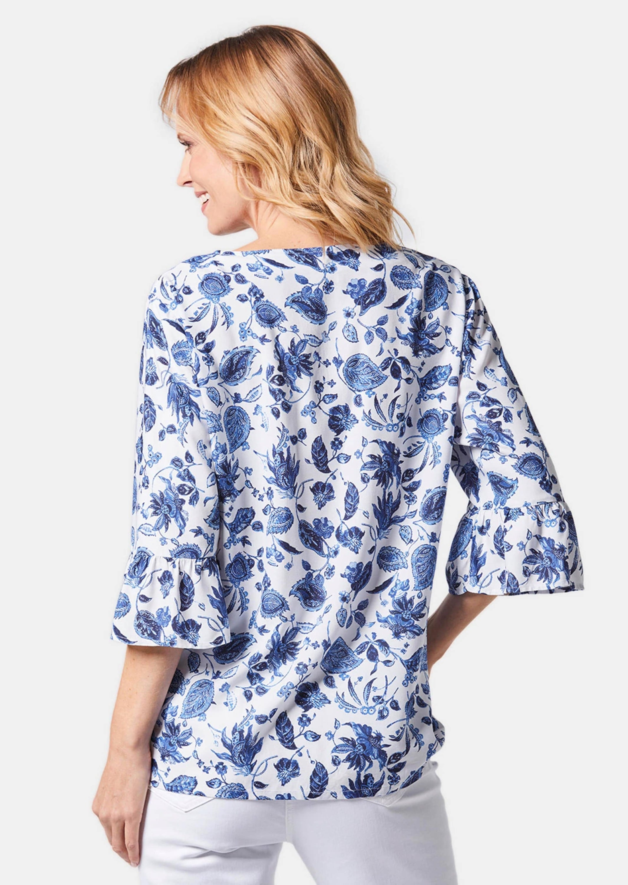 GOLDNER Tunika »Druckbluse Druckbluse mit raffinierter Ausschnittlösung«