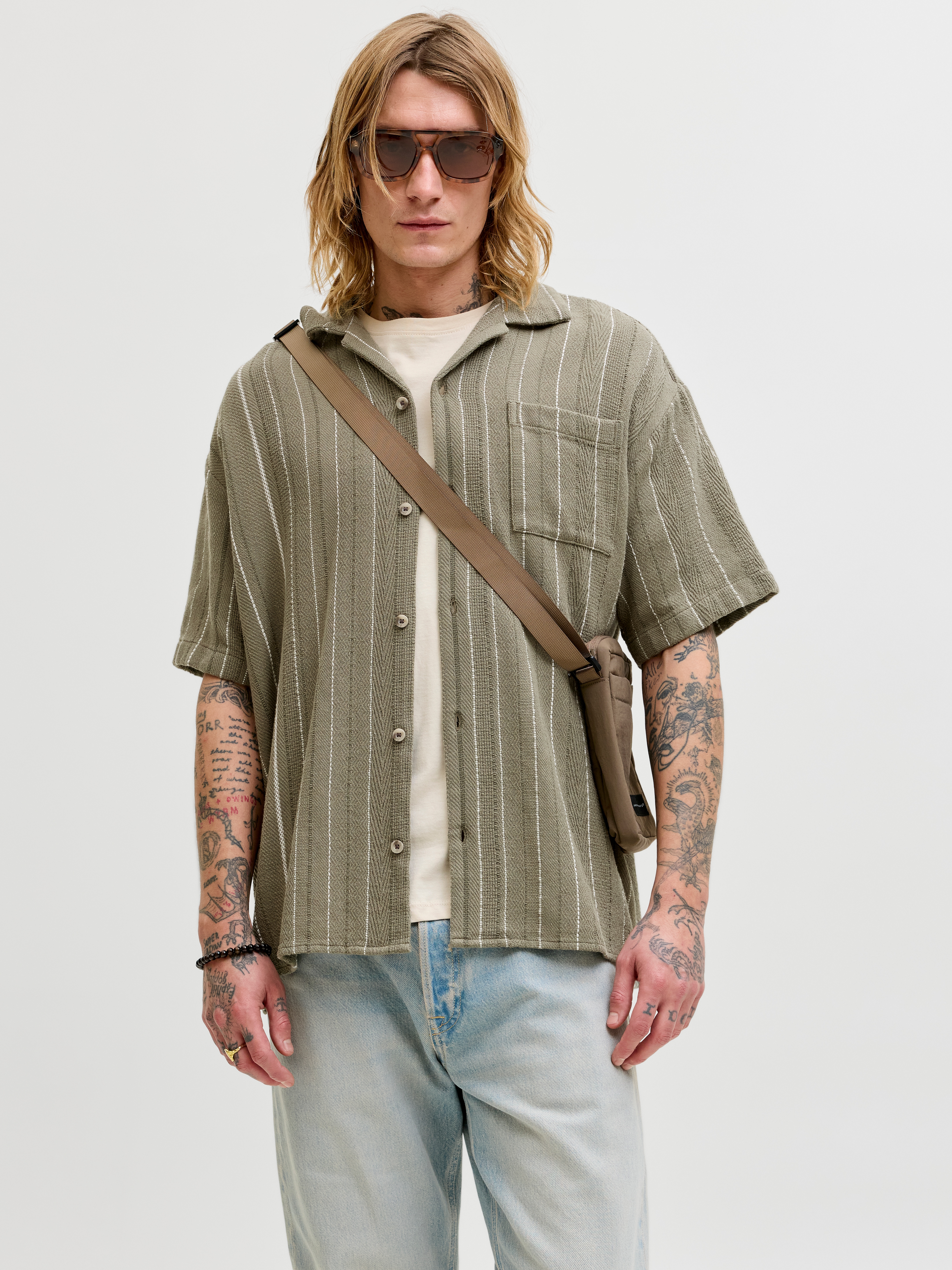Jack & Jones "JJEBRADLEY STRIPED RESORT SHIRT SS LN" Baumwolle, loose fit