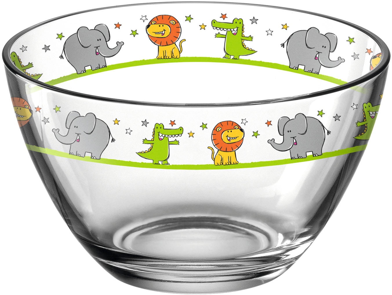 LEONARDO Kinderschale "BAMBINI" 6 Stk. aus Glas Löwe/Elefant/Krokodil, Ø 12 cm