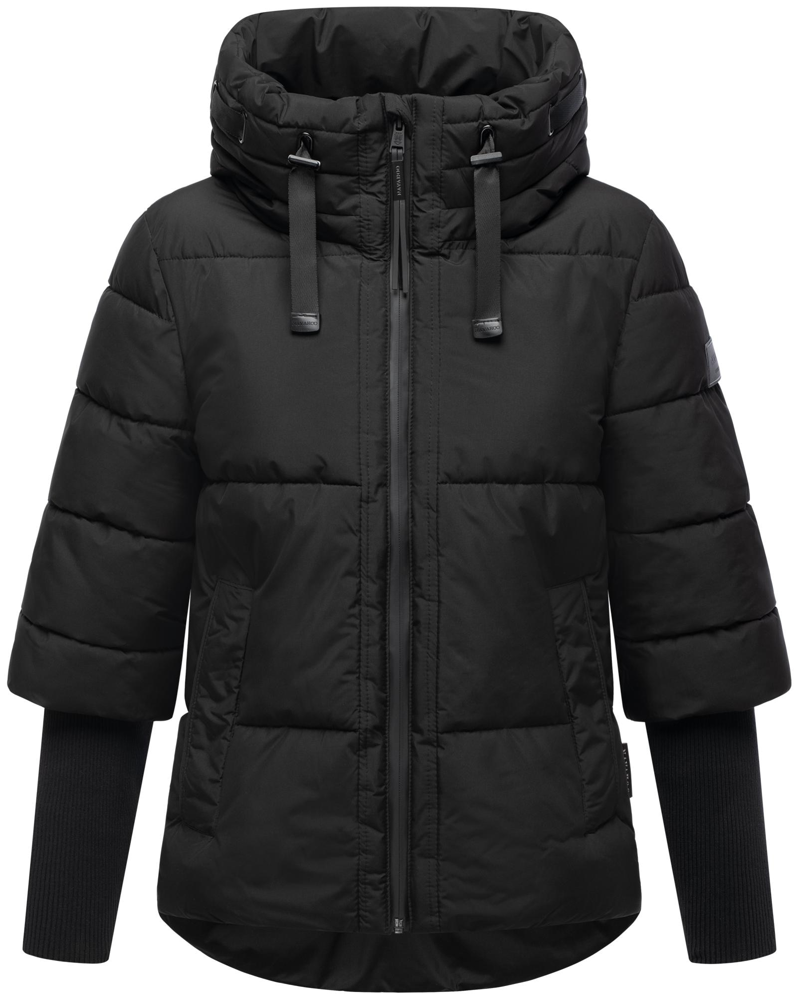 Navahoo Steppjacke »Lotusherz XIV«, mit Kapuze, Warme gesteppte Winterjacke mit Rippstrickärmeln