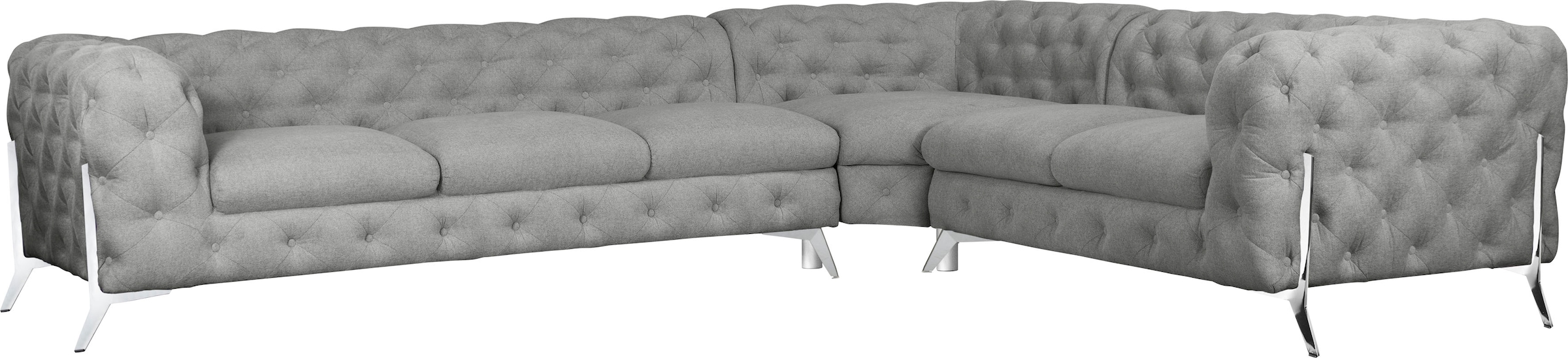 Leonique Chesterfield-Sofa "Amaury L-Form", großes Ecksofa, Chesterfield-Optik, Breite 323 cm, Fußfarbe wählbar