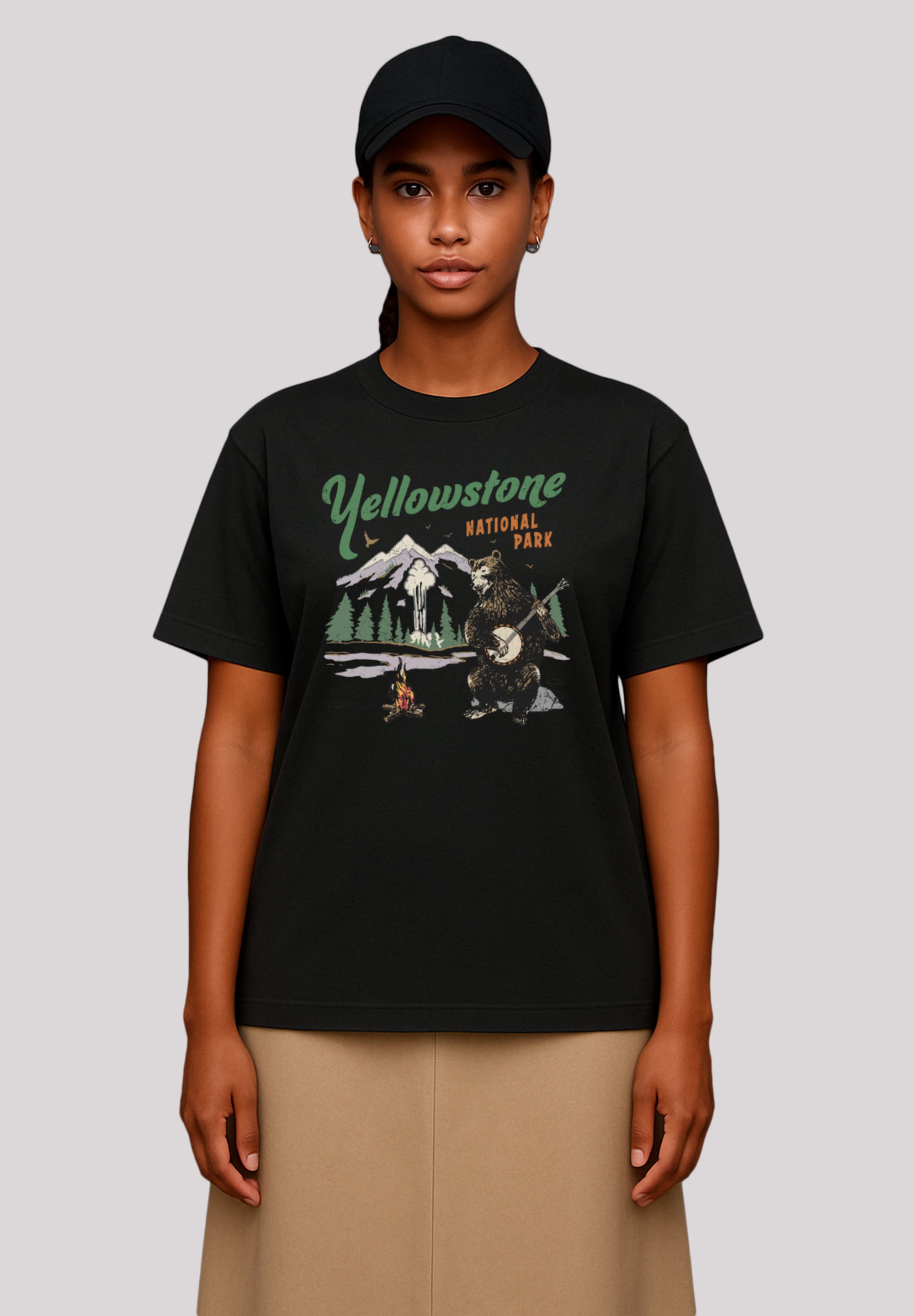 F4NT4STIC T-Shirt "US National Parks Yellowstone Bear Playing Banjo" Premiu günstig online kaufen