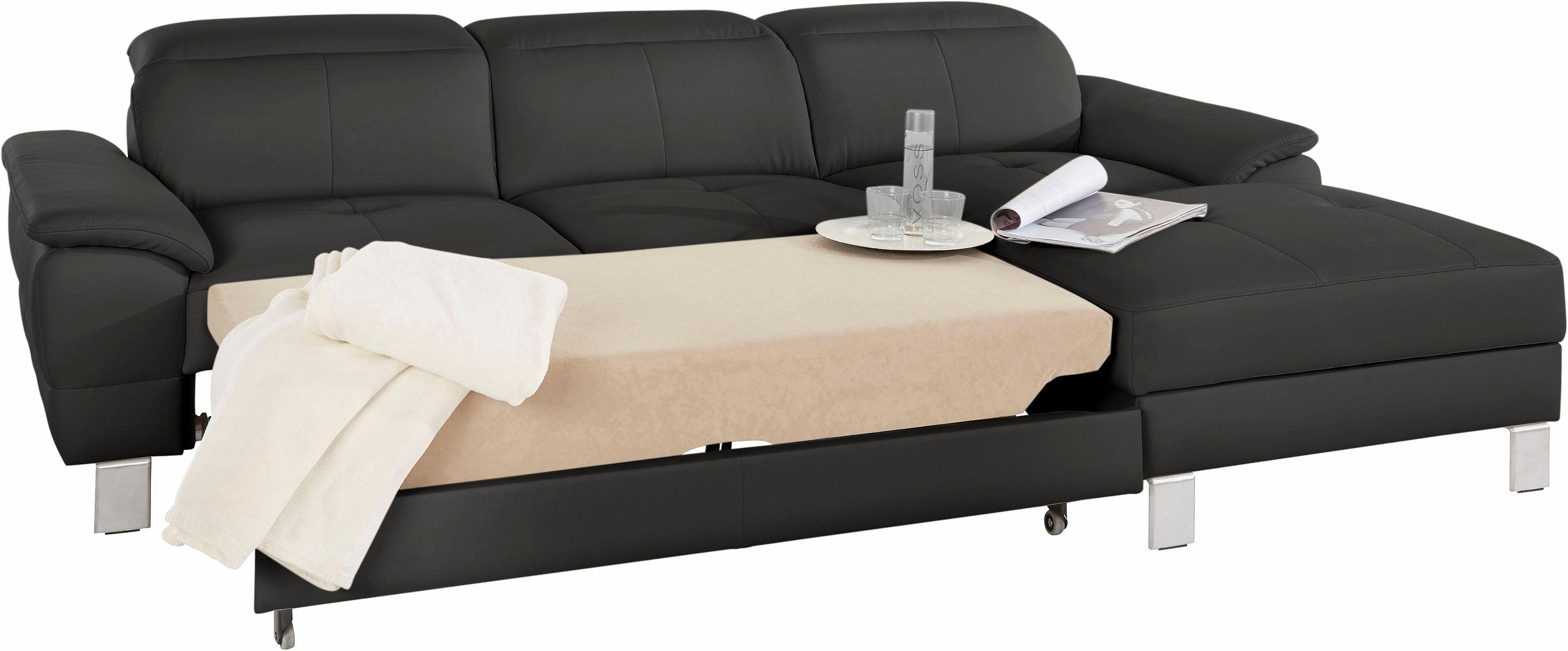 exxpo - sofa fashion Ecksofa »Mantua 2, inkl. Kopf- bzw. Rückenverstellung, bequem, L-Form«, wahlweise mit Bettfunktion und Bettkasten, tolle Verarbeitungsdetails